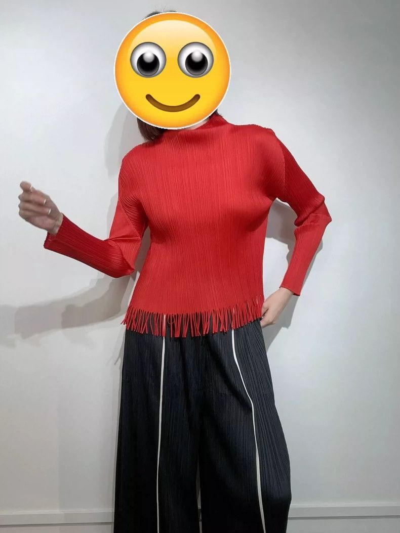 Issey Miyake issey miyake size:3 Red fringed top 2505-Nextarrow Size XXS / US 00 / IT 34 - 1 Thumbnail