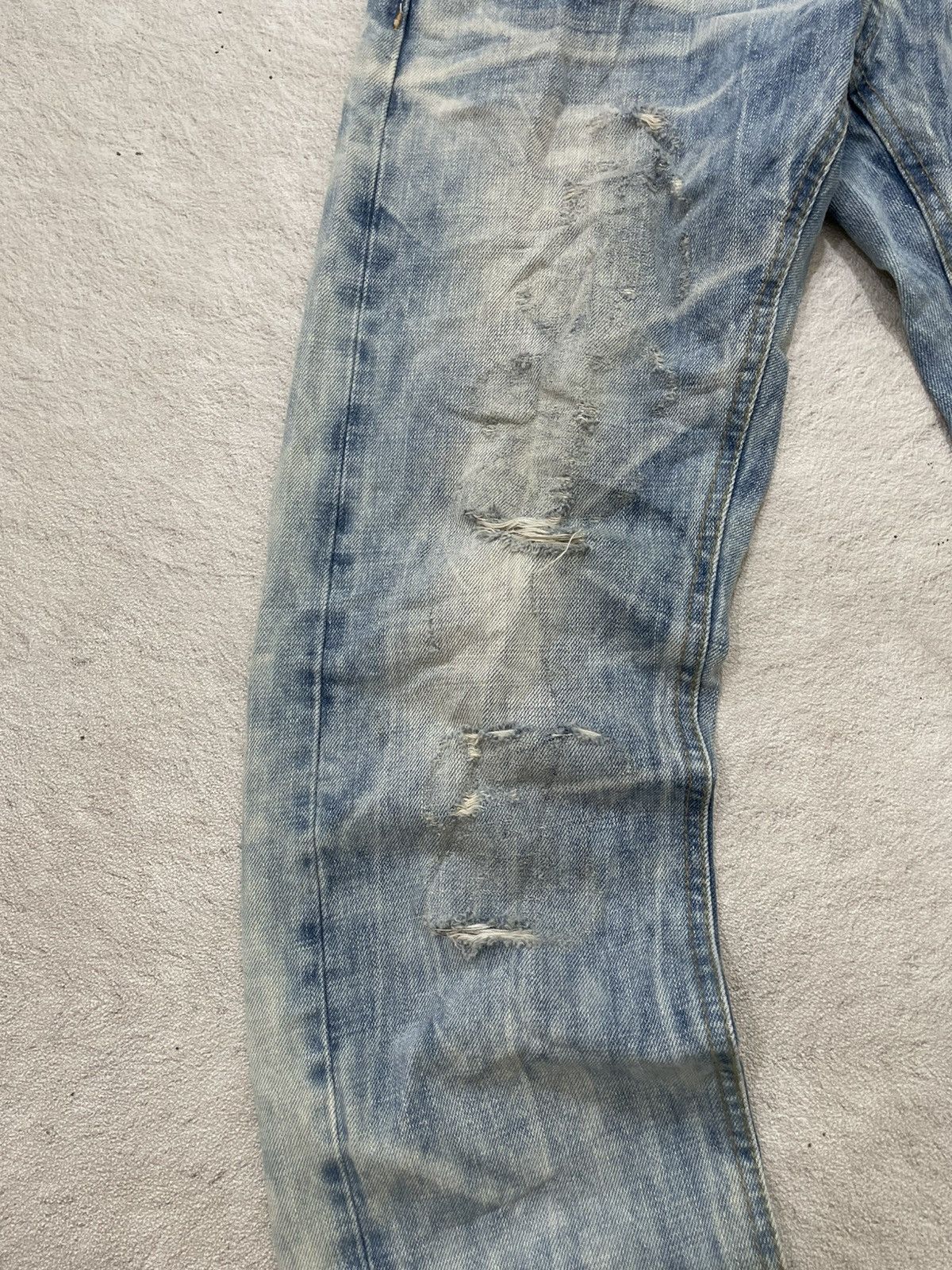 If Six Was Nine 2000s Buckaroo Heavy Distressed Denim Light Washed Y2K LGB Size US 31 - 4 Thumbnail