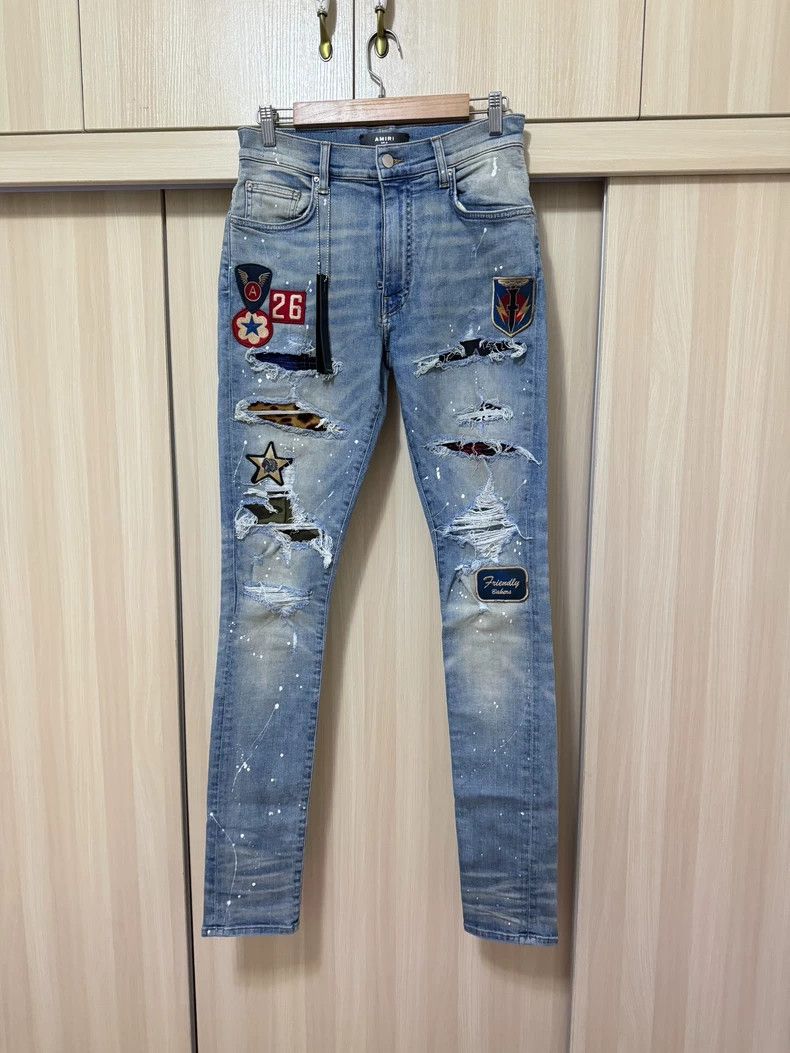 Amiri Amiri 18ss Medal Patch Blue Jeans 2501-Nextarrow Size US 31 - 1 Thumbnail