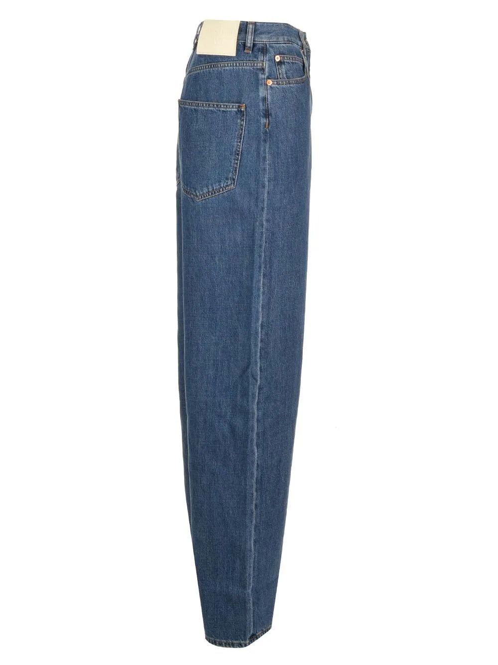 Valentino o1s22i1n0924 Baggy Cotton Lyocell Jeans in Blue Size 27" / US 4 / IT 40 - 3 Thumbnail