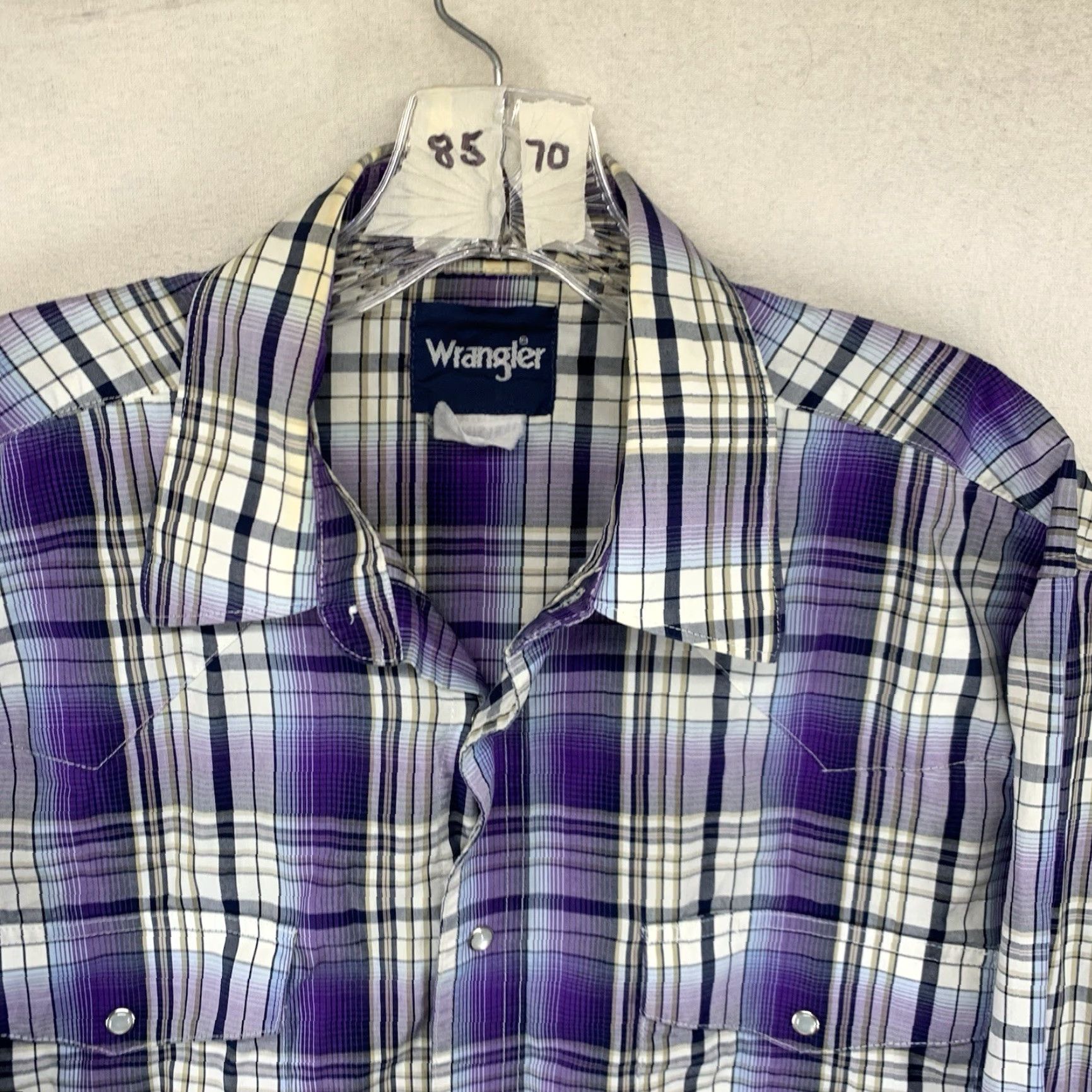 Wrangler VINTAGE Wrangler Western Pearl Snap Shirt Mens XL Plaid Long Sleeve Purple White Cowboy Retro 90s Size US XL / EU 56 / 4 - 4 Thumbnail