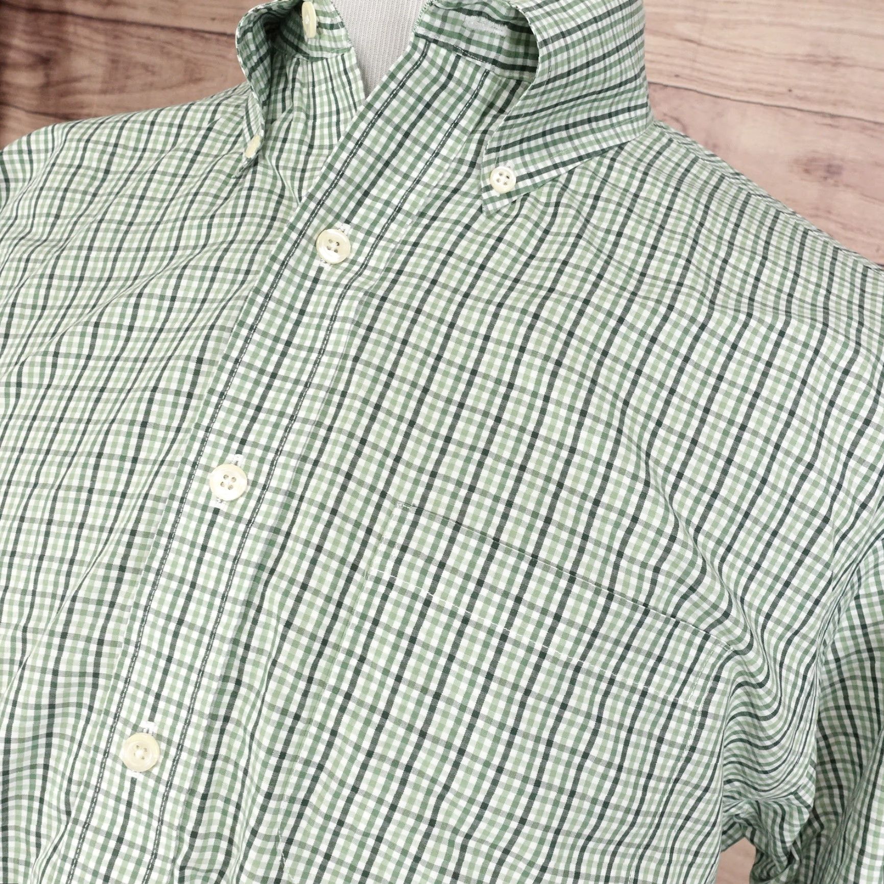 Brooks Brothers BROOKS BROTHERS NON IRON GREEN GINGHAM CHECK BUTTON-UP SHIRT MENS SIZE L LARGE Size US L / EU 52-54 / 3 - 2 Thumbnail