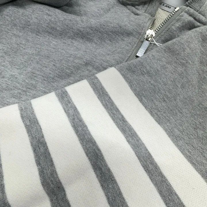 Thom Browne Thom Browne Gray Classic Stripe Zip Hoodie -2507 Size US M / EU 48-50 / 2 - 4 Thumbnail