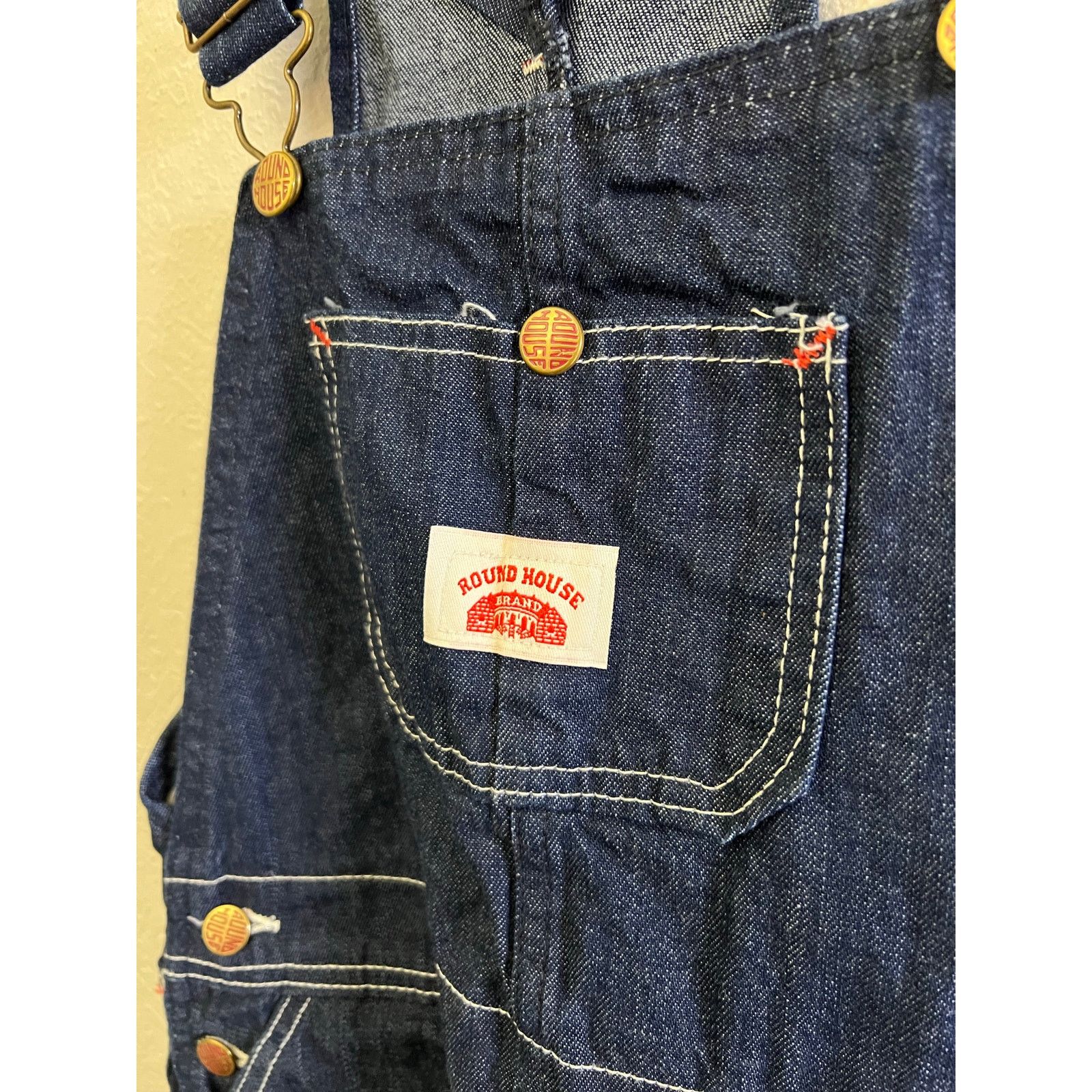 Vintage Vintage Round House Denim Overalls USA Cotton Bib Sz S/M Size US 30 / EU 46 - 3 Thumbnail