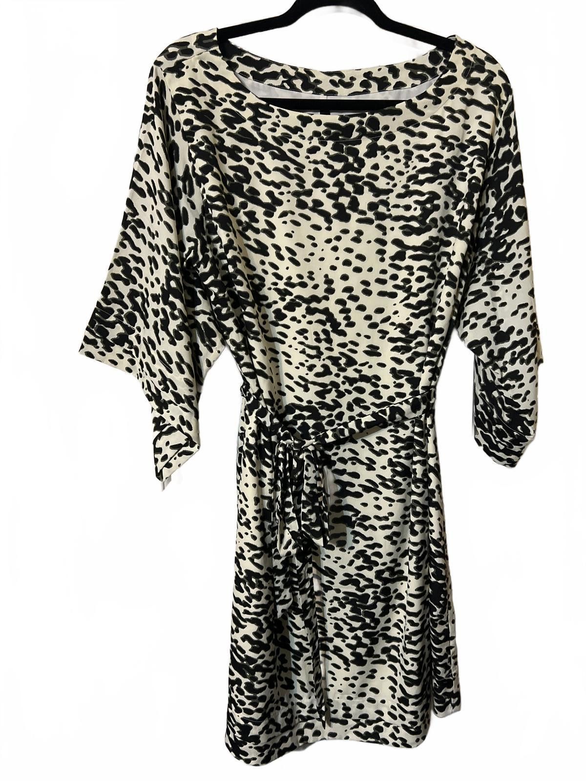 Other W118 Walter Baker Women's Midi Dress Black Cream Animal L Size L / US 10 / IT 46 - 2 Thumbnail