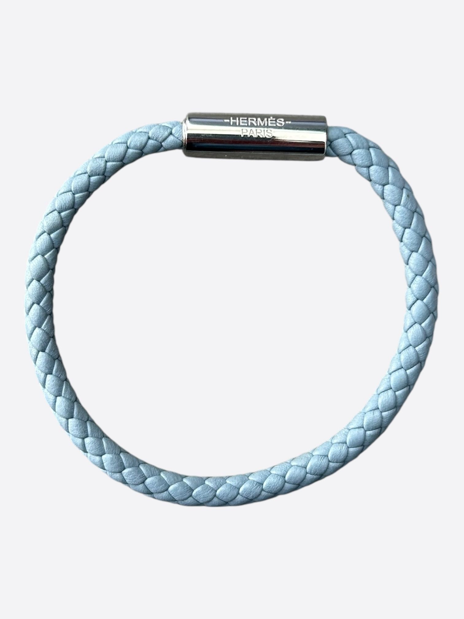 Hermes Light Blue Swift & Palladium Hardware Goliath Bracelet Size ONE SIZE - 1 Thumbnail