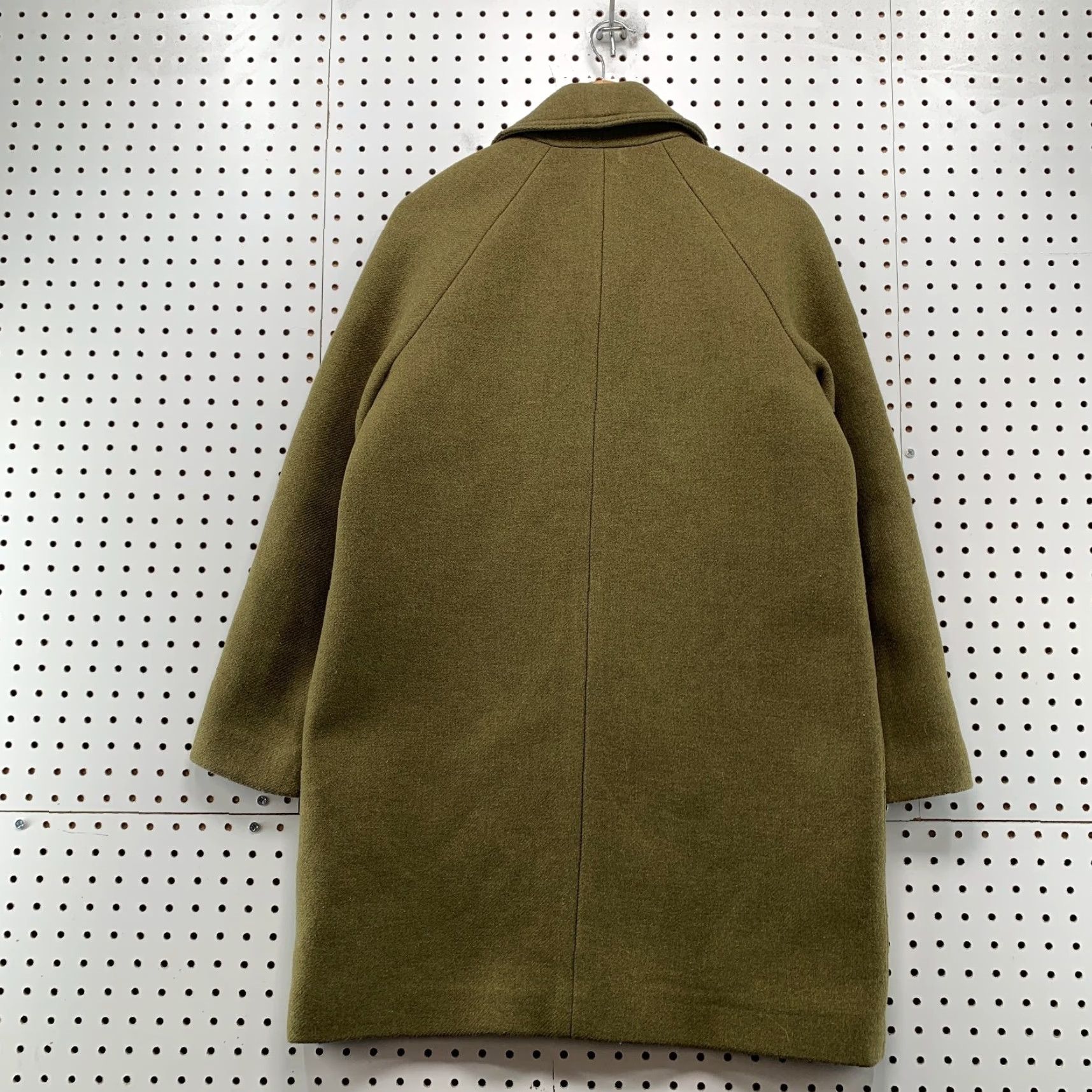 Madewell VINTAGE Madewell Wool Coat Womens Medium Olive Green Asymmetrical Zip Cashmere Blend Coat Long Wool Herringbone Green 90s Womens Size M / US 6-8 / IT 42-44 - 2 Thumbnail