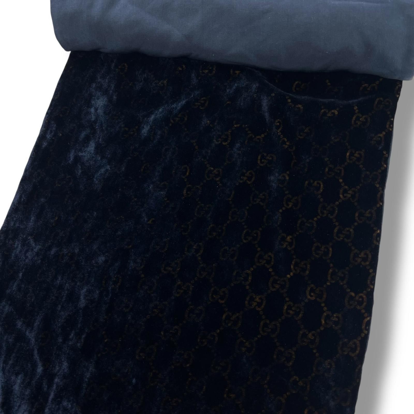 Gucci Gucci by Tom Ford Navy Velour Monogram Scarf Size ONE SIZE - 3 Thumbnail