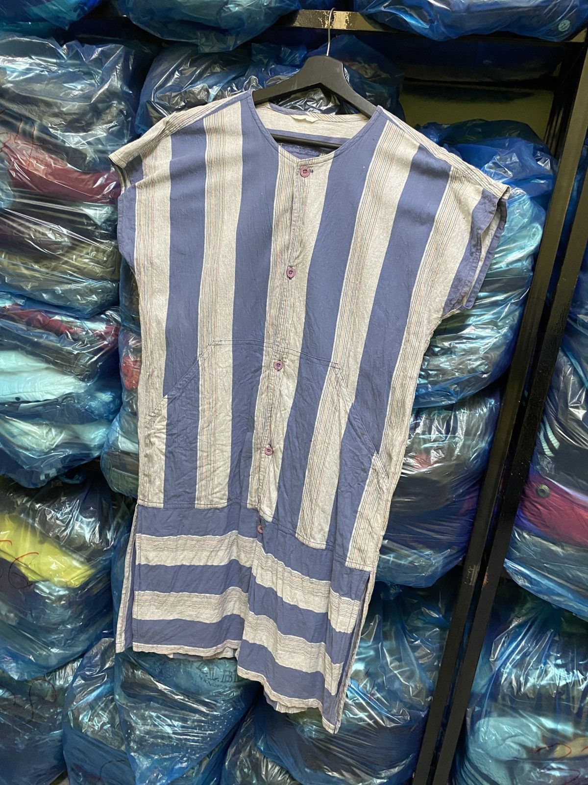 Issey Miyake Vintage Issey Miyake Striped Cotton Apron Dress Japan Size L / US 10 / IT 46 - 4 Thumbnail