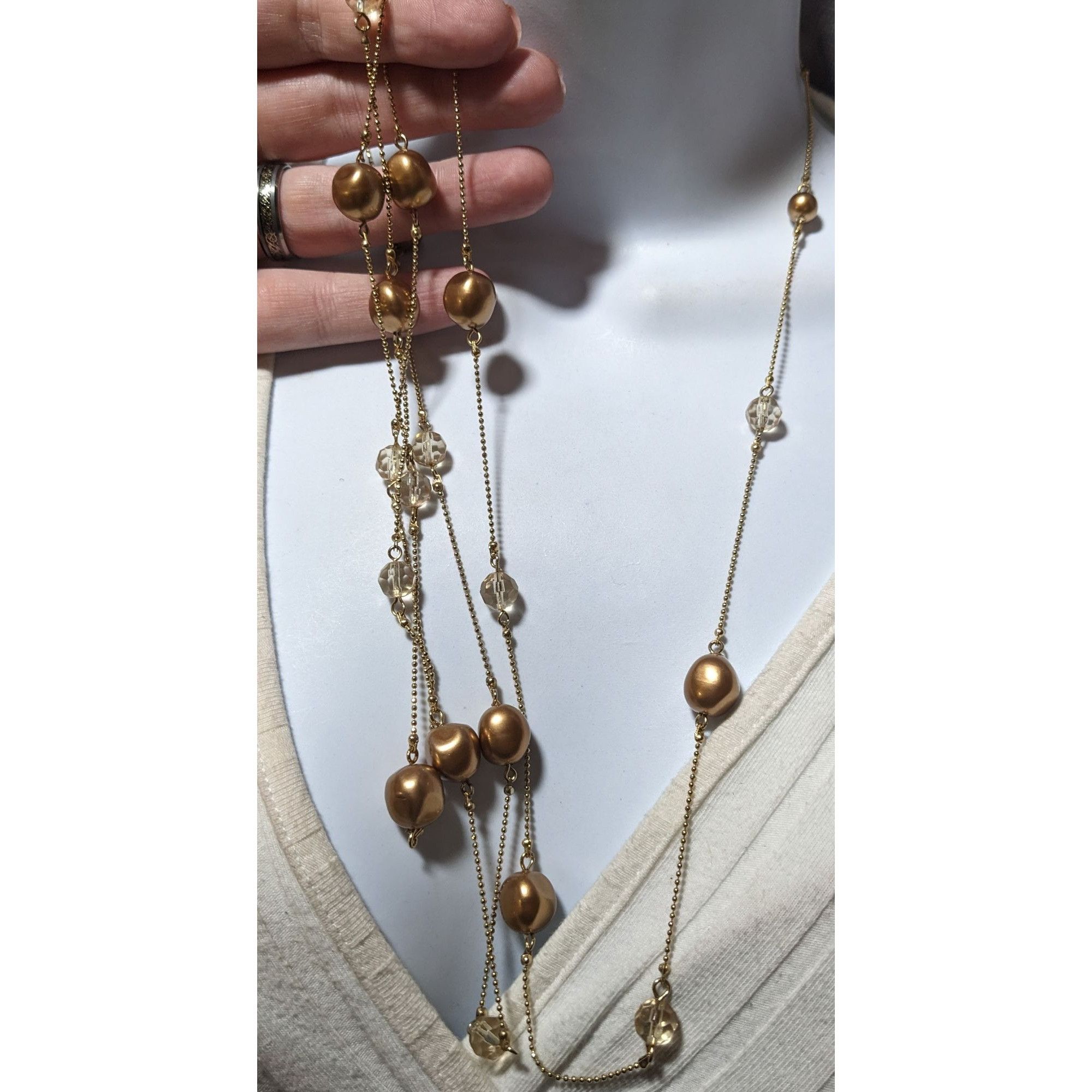 Other Gold Pearl And Gem Glam Opera Length Necklace Size ONE SIZE - 9 Thumbnail