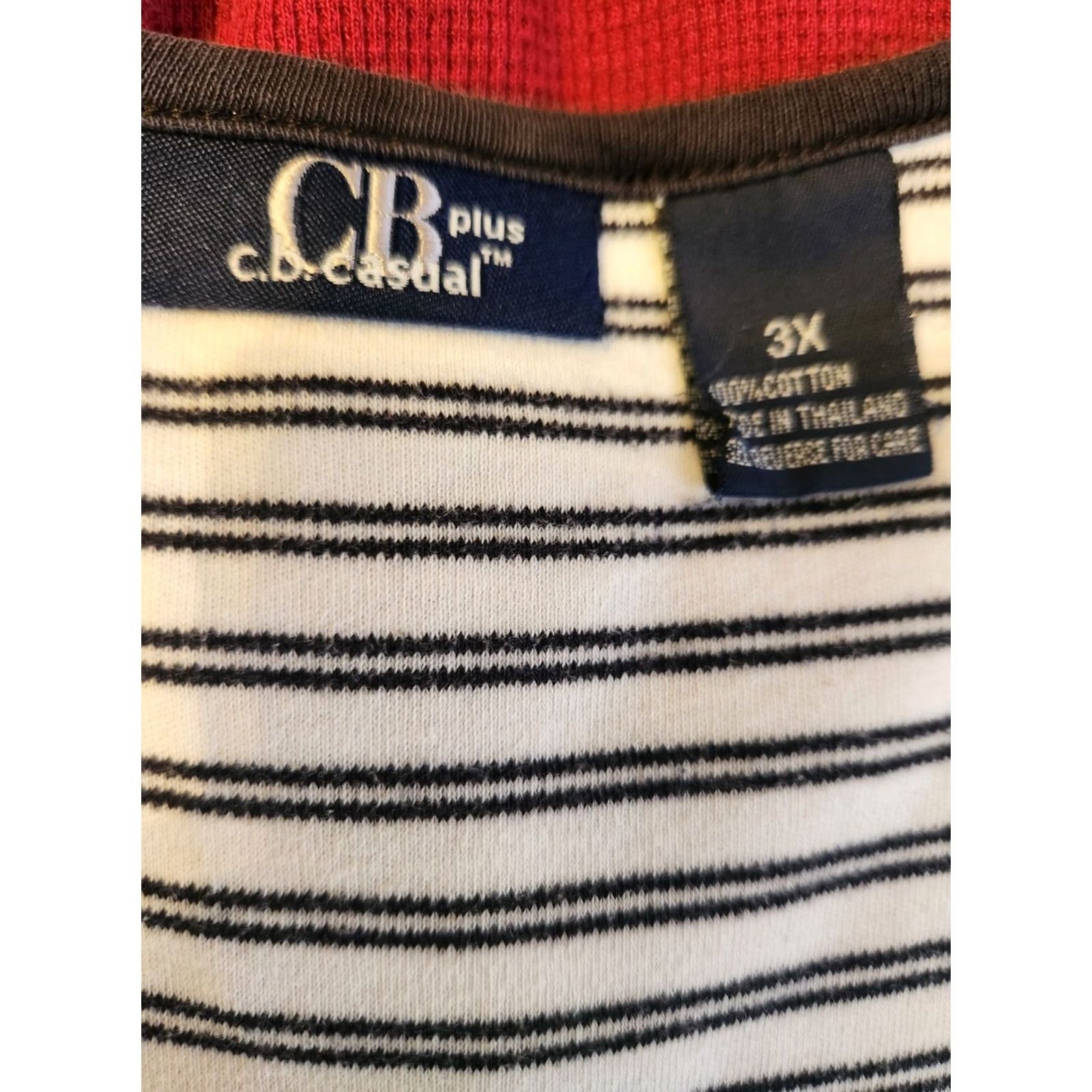 Vintage CB Casual Shirt White Black Stripe Sleeveless Henley Top 3X Plus Womens Size XXL / US 16-18 / IT 52-54 - 5 Thumbnail