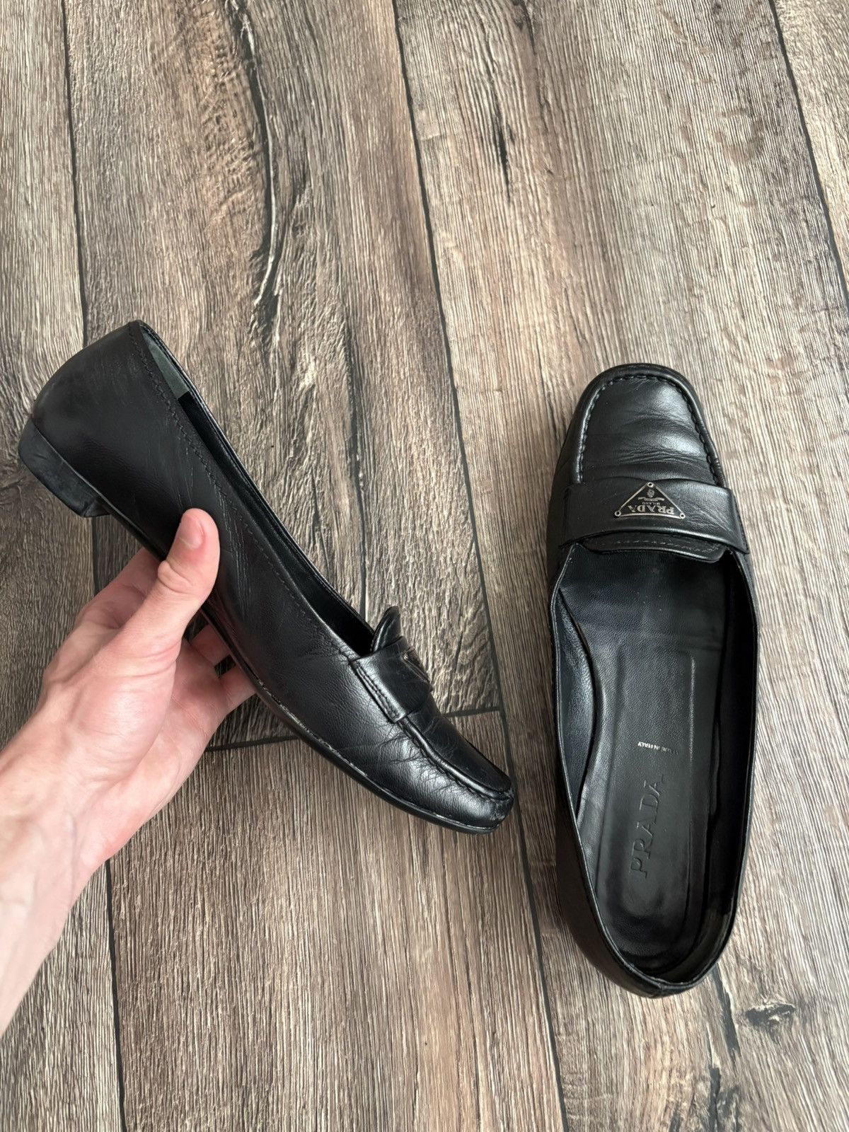 Prada Prada Black Leather Flat Shoes Women’s Square Toe Loafers Size US 9.5 / IT 39.5 - 21 Thumbnail