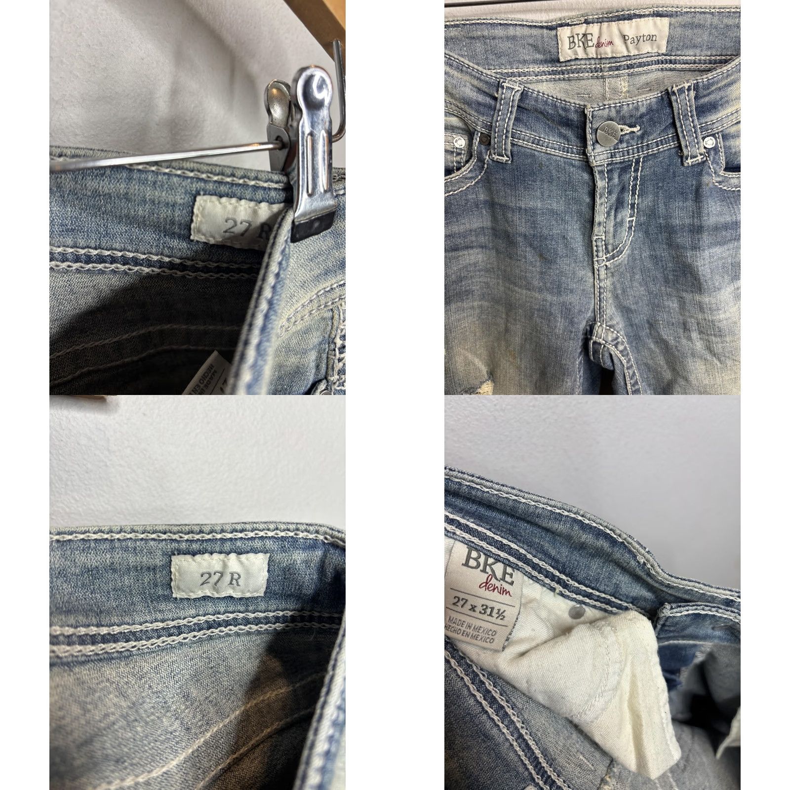 BKE BKE Payton Bootcut Jeans Womens 27 31.5 Blue Distressed Denim Made Mexico Size 27" / US 4 / IT 40 - 8 Thumbnail