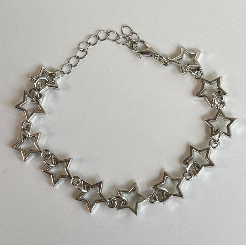 Jewelry y2k 2000s star stacked cute goth grunge silver bracelet Size ONE SIZE - 1 Thumbnail