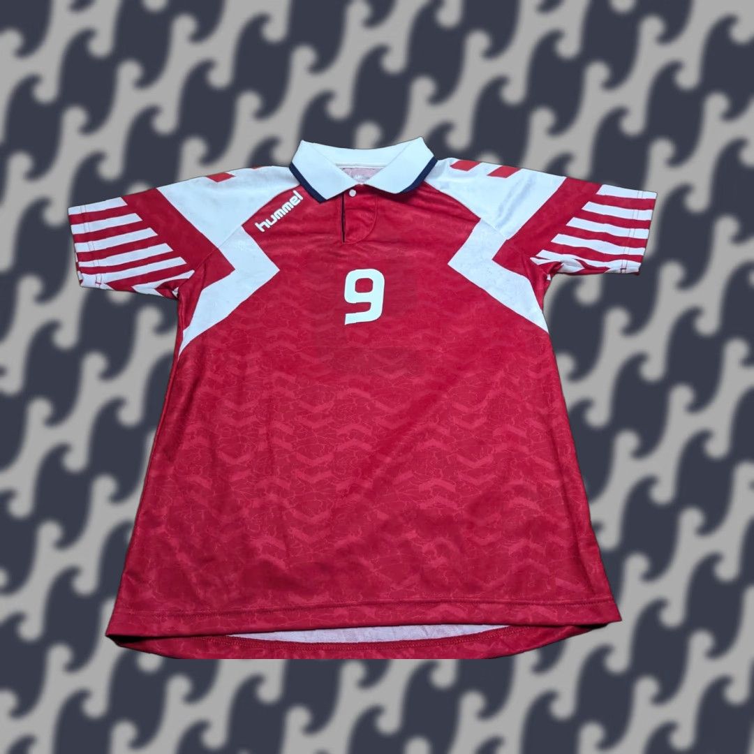 Hummel Hummel Denmark 1992 1994 Home Jersey #9 Povlsen Football Jersey Small Red Short Sleeve Pullover Quick Dry 100% Polyester Mens Vintage: No Size US S / EU 44-46 / 1 - 1 Thumbnail
