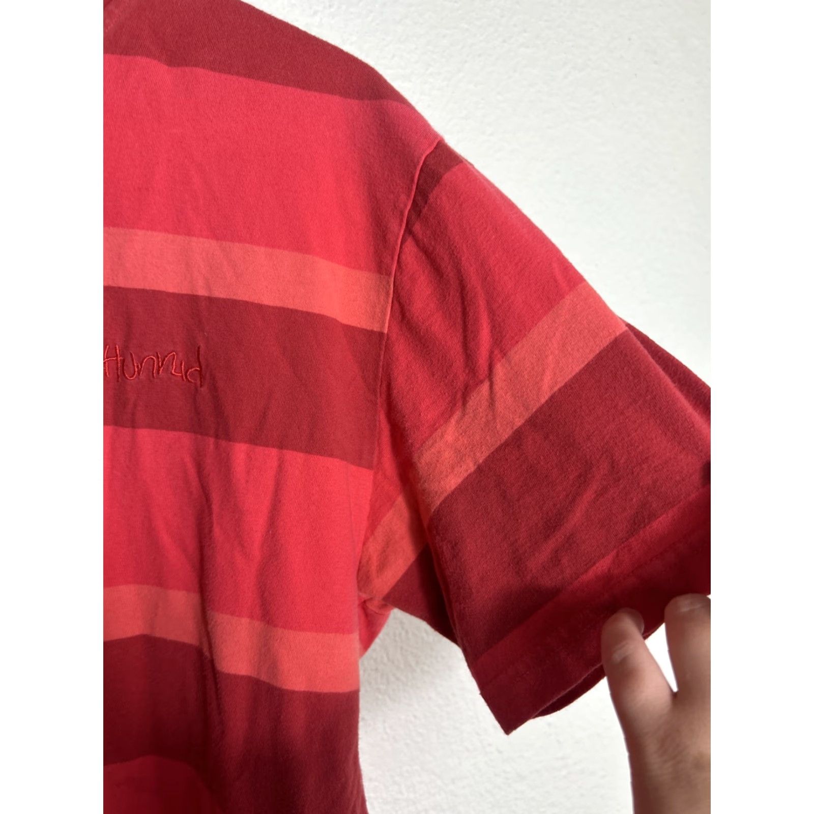 Vintage 4 Hunnid T-Shirt Short Sleeve Large Red Striped Stains Men Pro Regular Size L Size US L / EU 52-54 / 3 - 6 Thumbnail