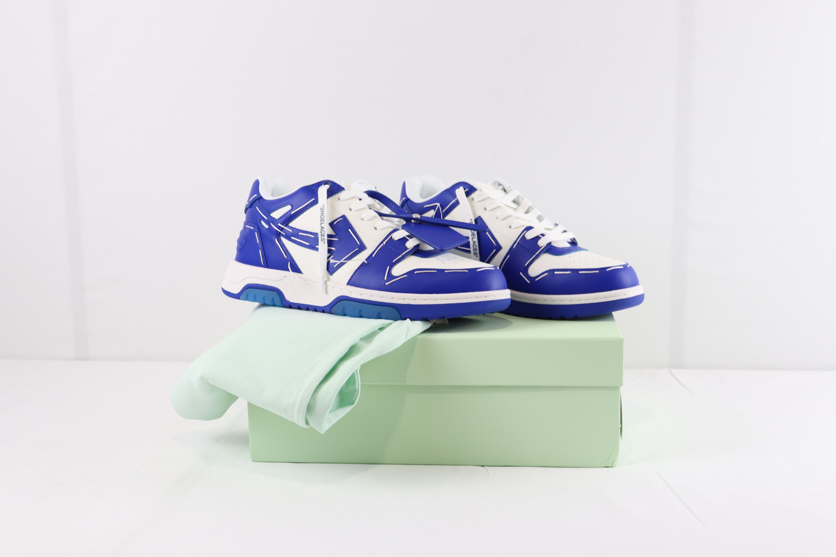 Off-White o1rshd Out of Office Sartorial Stitch Sneakers Blue / White Size US 13 / EU 46 - 12 Thumbnail