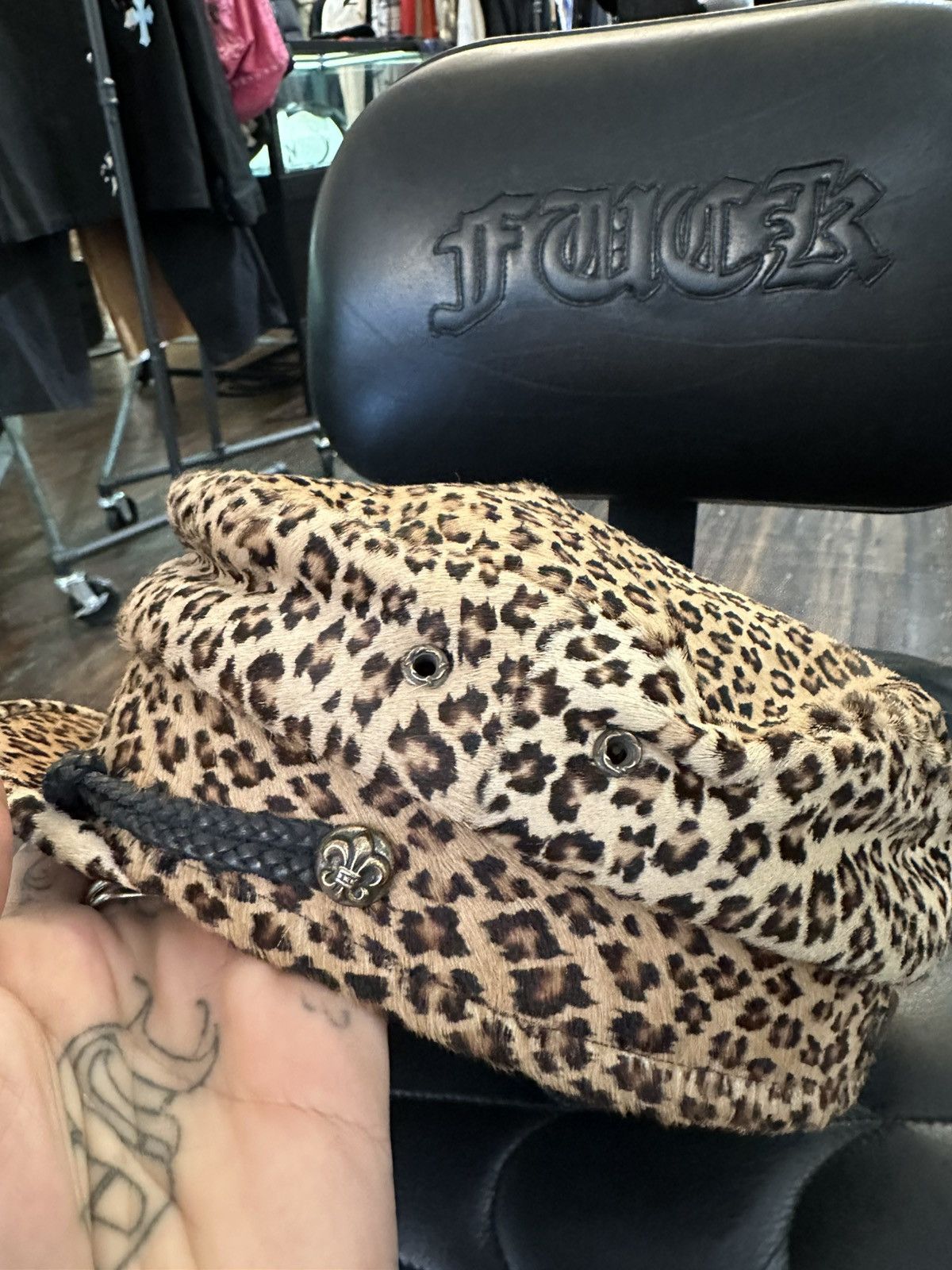 Chrome Hearts Chrome Hearts FULL LEOPARD CHEETAH CAPTAIN FLEUR HAT Size ONE SIZE - 5 Thumbnail