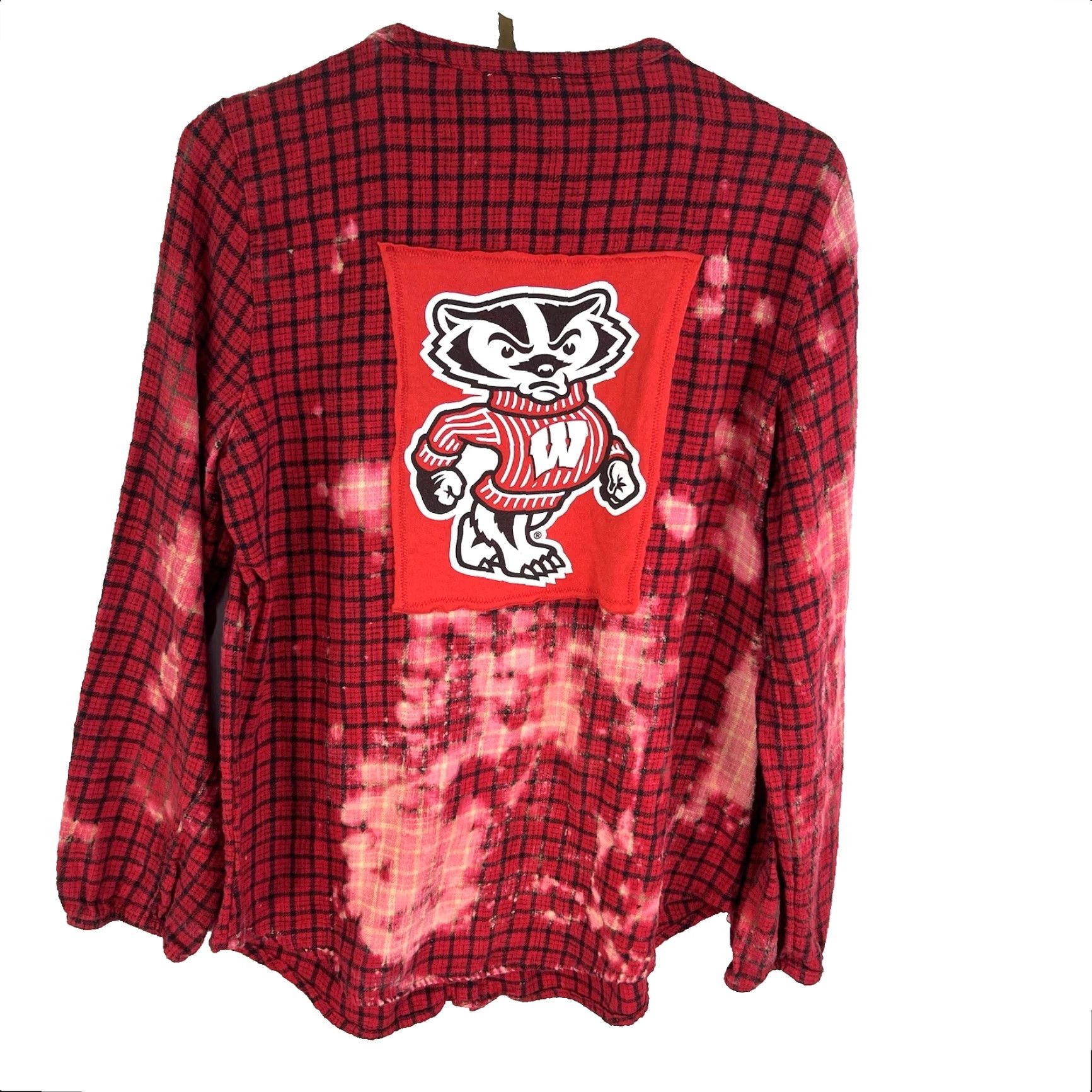 Vintage **Bucky Badger UW Flannel Up-Cycled Adult Sz S Festival Grunge Boho** User: **Up-Cycled Flannel Shirt Bucky Badger UW Sz S Festival Grunge Boho** Size S / US 4 / IT 40 - 2 Thumbnail