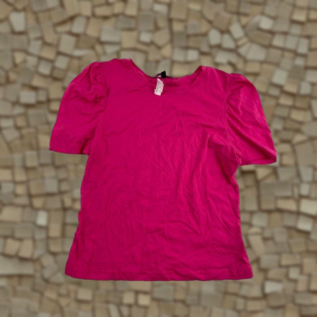 Vintage Derek Heart Shirt Women's L Pink Puff Cap Sleeve Round Neck Runs Small NWT Size L / US 10 / IT 46 - 1 Thumbnail