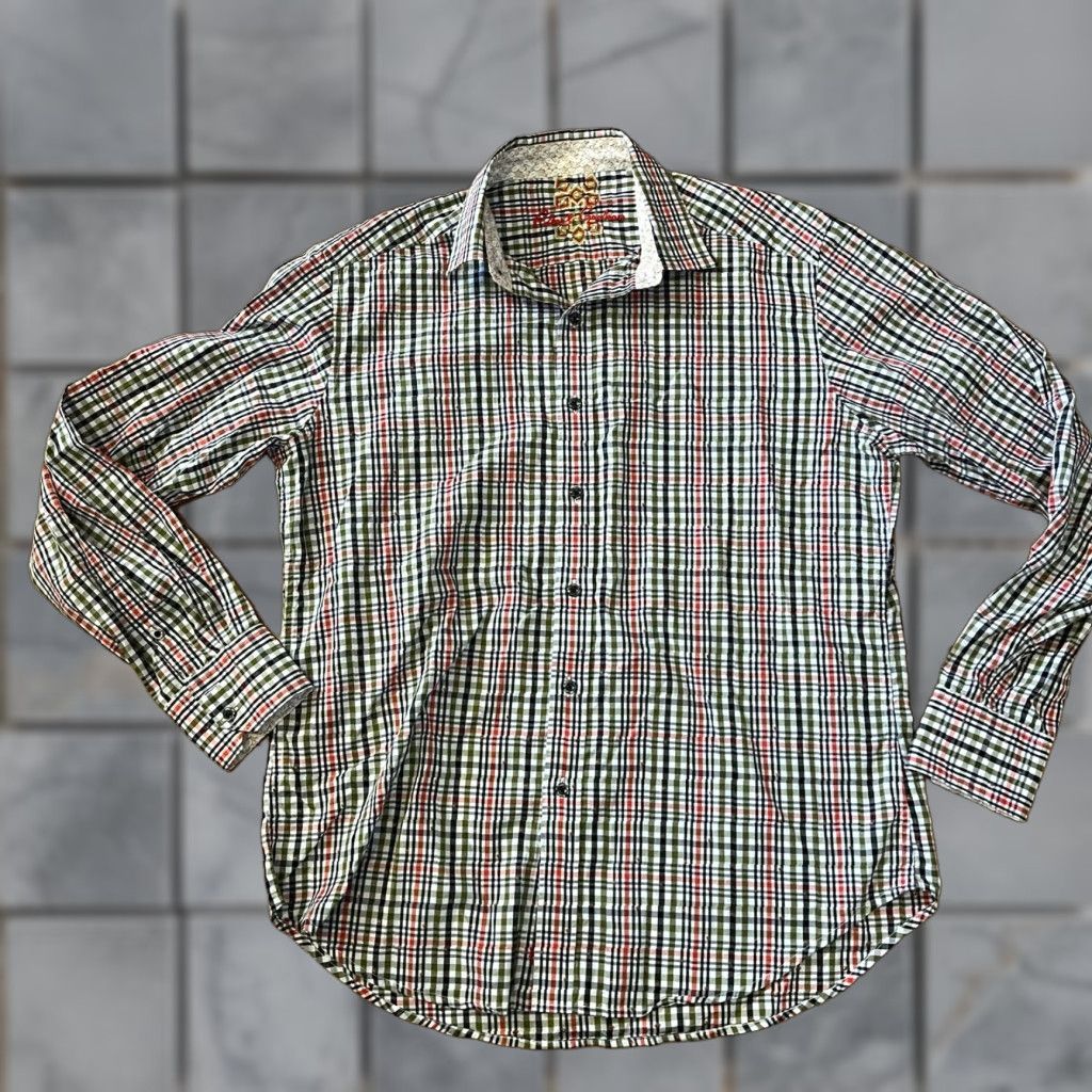 Robert Graham Robert Graham Shirt Mens Medium Plaid Flip Cuff Button Up Long Sleeve Red M Regular Men Size US M / EU 48-50 / 2 - 1 Thumbnail