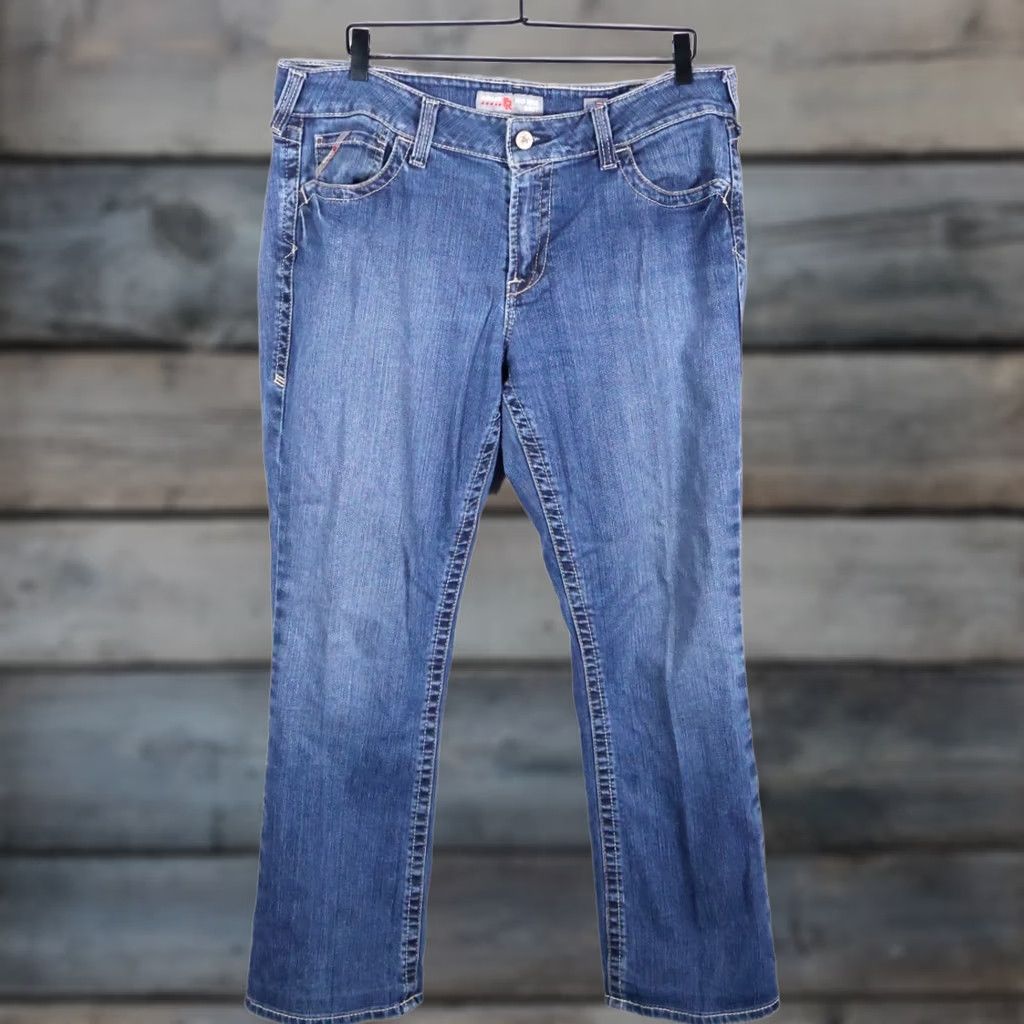 Ariat Ariat Jeans Bootcut Women's 40 x 31.5 Denim Blue Zip Fly Stretch 5-Pocket Fashion Mid Rise Vintage No Size 27" / US 4 / IT 40 - 1 Thumbnail