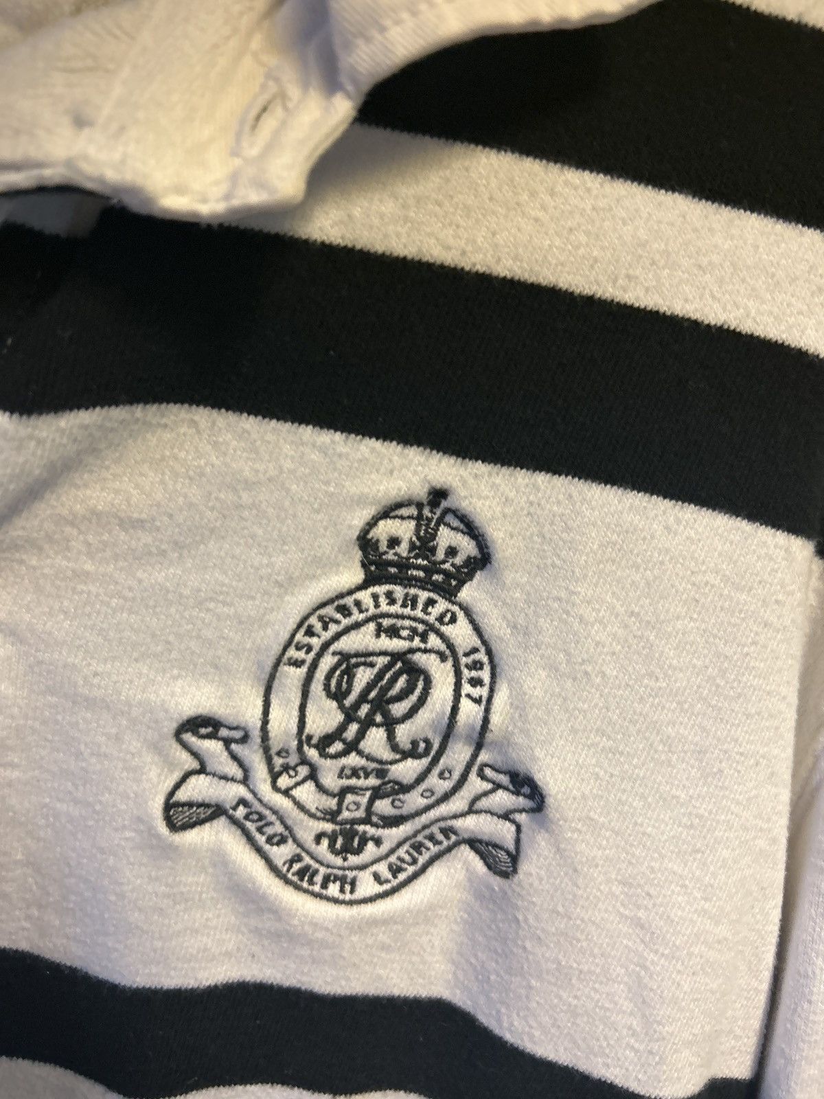 Polo Ralph Lauren White Striped Polo Long Sleeve Size US M / EU 48-50 / 2 - 3 Thumbnail