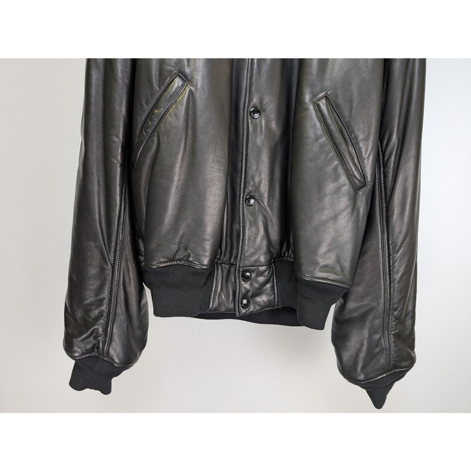 Balenciaga o1rshd1 Back Logo Leather Down Jacket in Black Size US L / EU 52-54 / 3 - 6 Thumbnail
