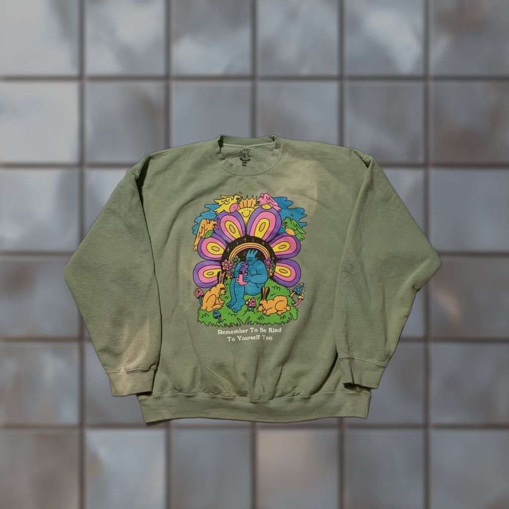 Vintage Dreyfus Art Remember To Be Kind To Yourself Too Graphic Crewneck Sweatshirt OS Unisex Adults One Size Green Mens Womens Boys Girls Size US M / EU 48-50 / 2 - 1 Thumbnail