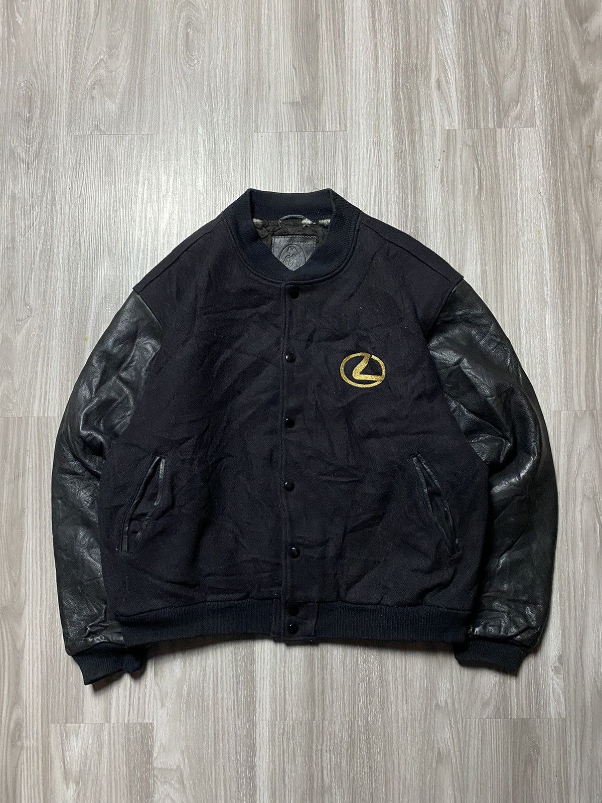 image of Vintage Racing Lexus Varsity Wool Leather Embroidery Jacket in Black, Men's (Size XL)