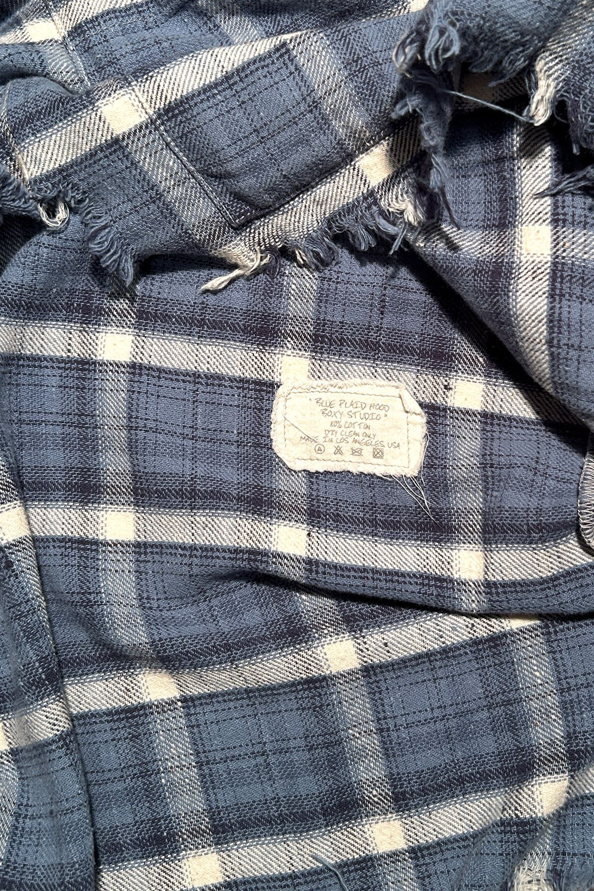 GREG LAUREN BUTTON UP BOXY PLAID JACKET W/ HOOD
