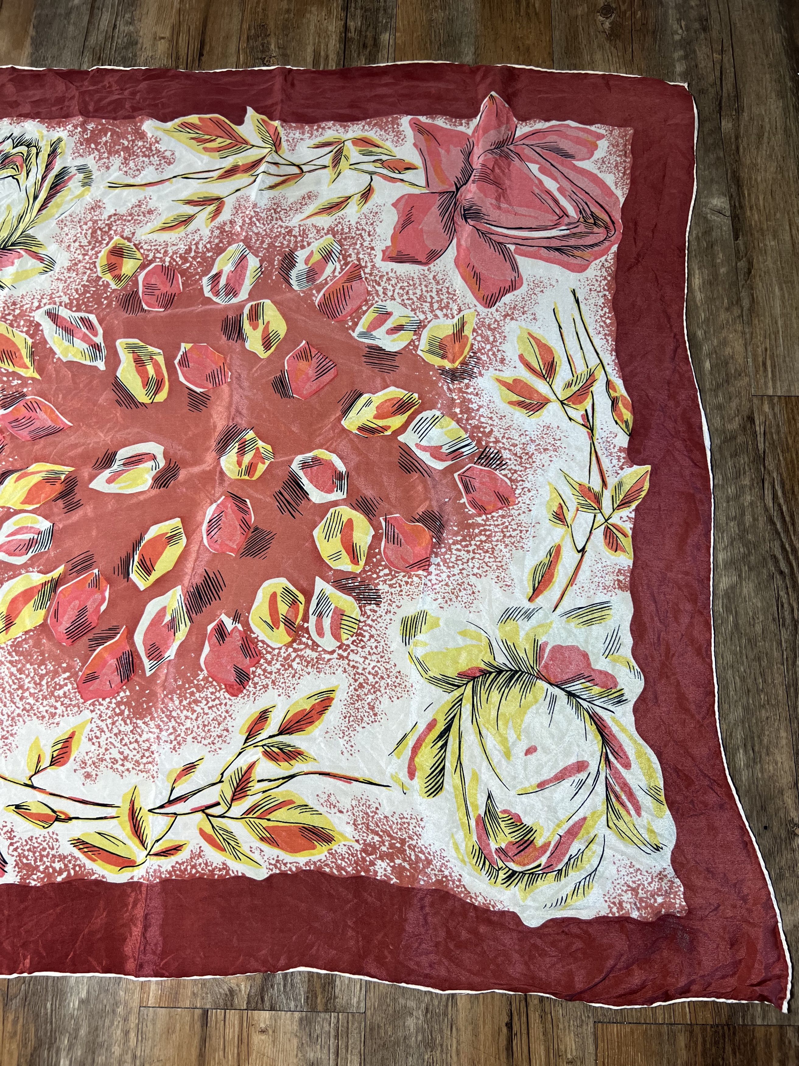 Vintage Vintage 1960's Floral Print Scarf Size ONE SIZE - 4 Thumbnail