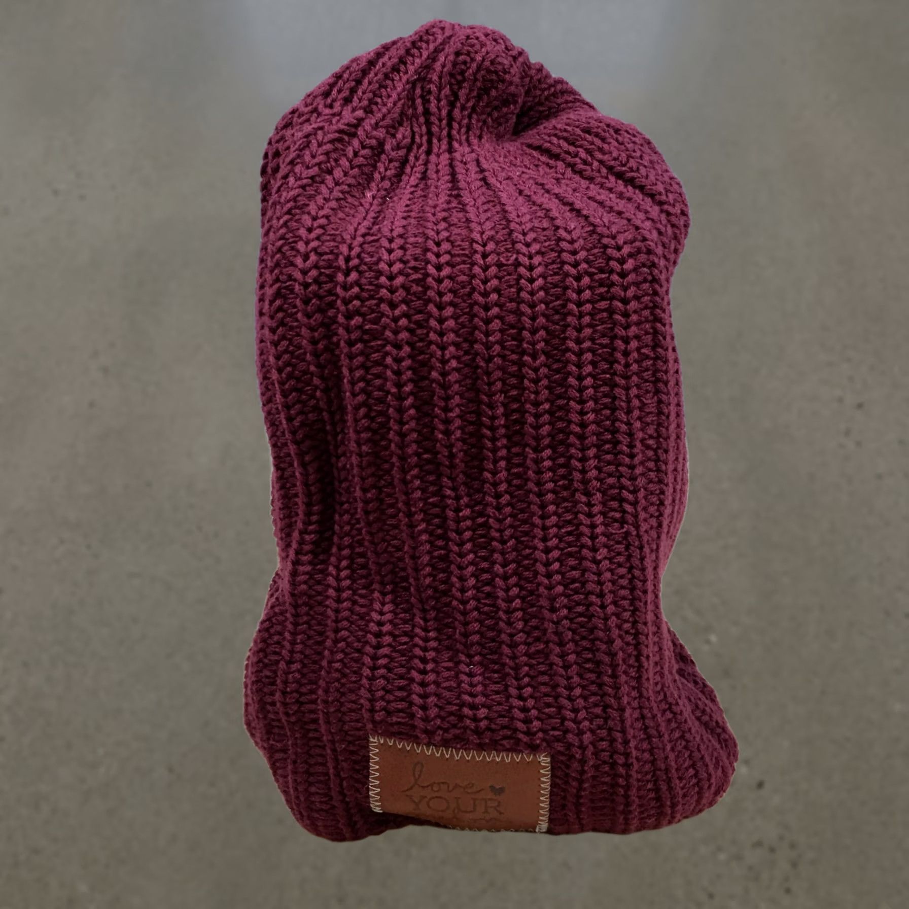 Vintage Love Your Melon Beanie Mens One Size Marroon Knitted Cuffed Winter Hat Cotton Size ONE SIZE - 1 Thumbnail