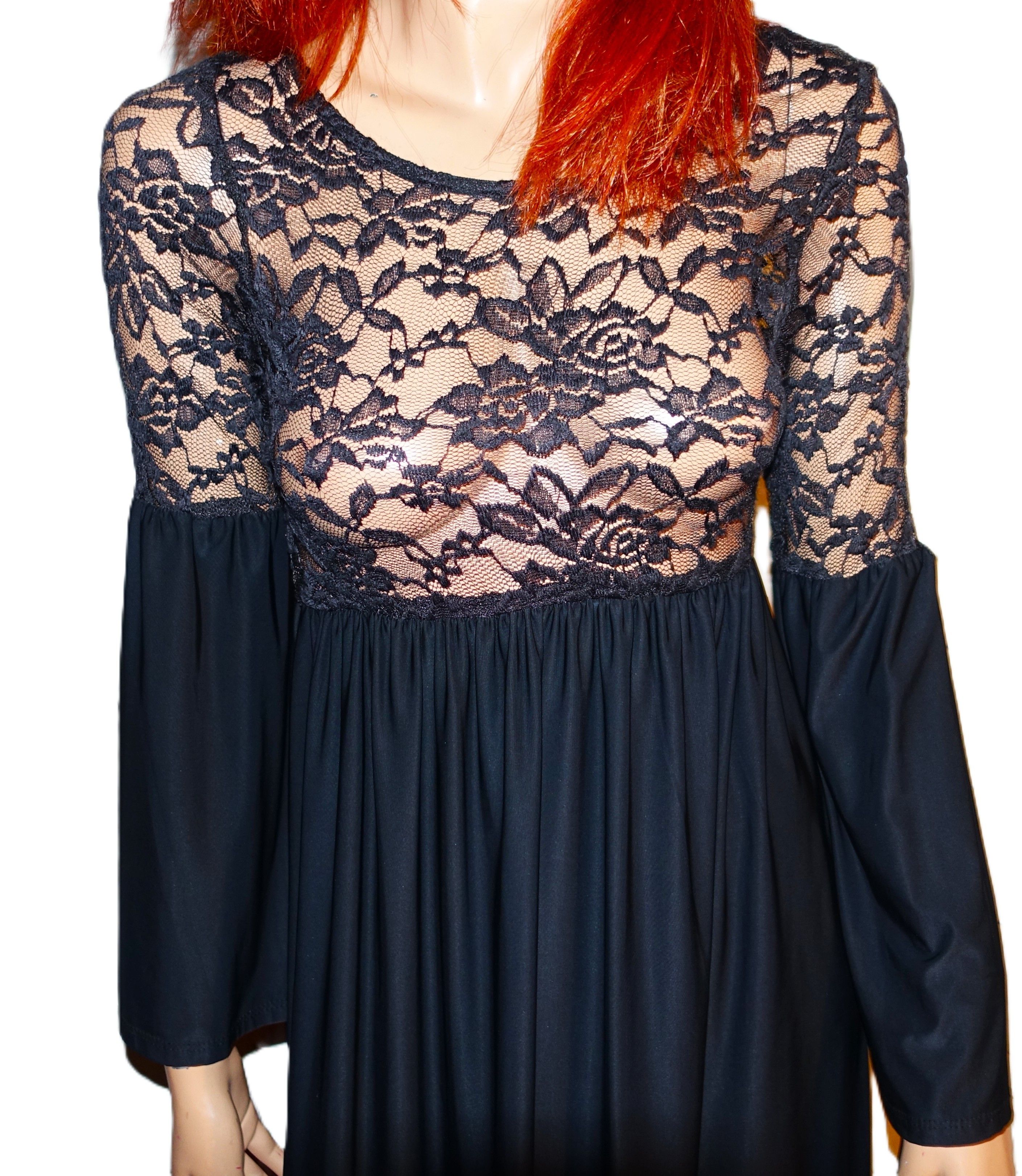 Vintage Vintage Black Sheer Lace Dress S Size S / US 4 / IT 40 - 4 Thumbnail
