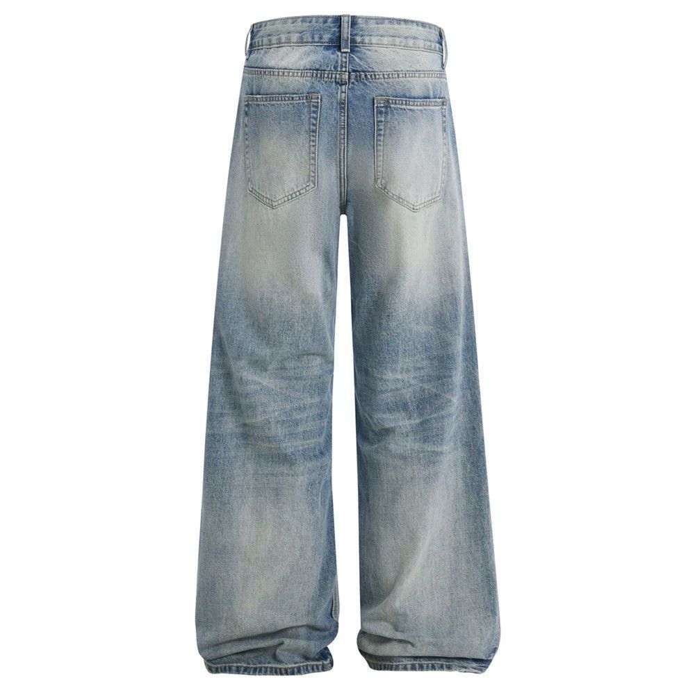 Jean Men's loose wide-leg punk distressed washed gradient jeans Size US 32 / EU 48 - 2 Thumbnail