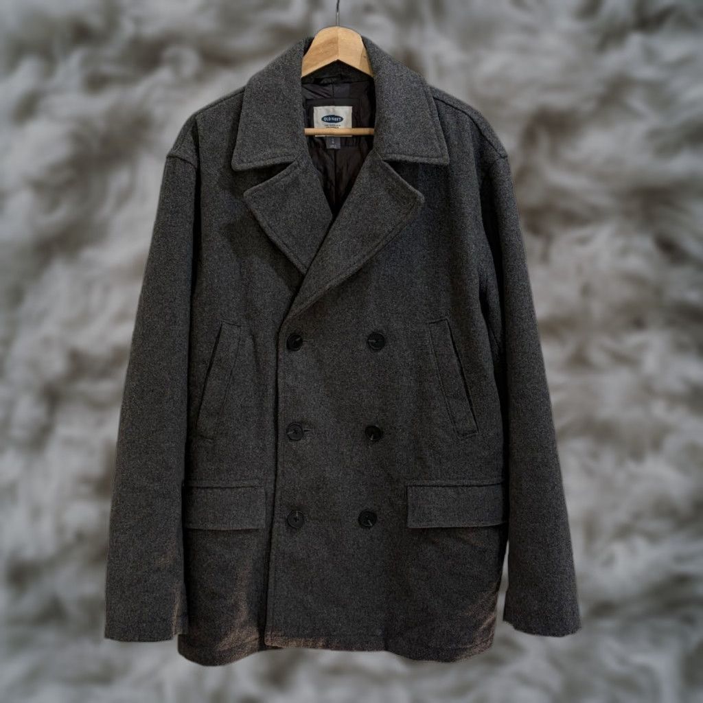 Old Navy Old Navy Pea Coat Mens Large Dark Grey Heather Wool Blend Jacket Size US L / EU 52-54 / 3 - 1 Thumbnail
