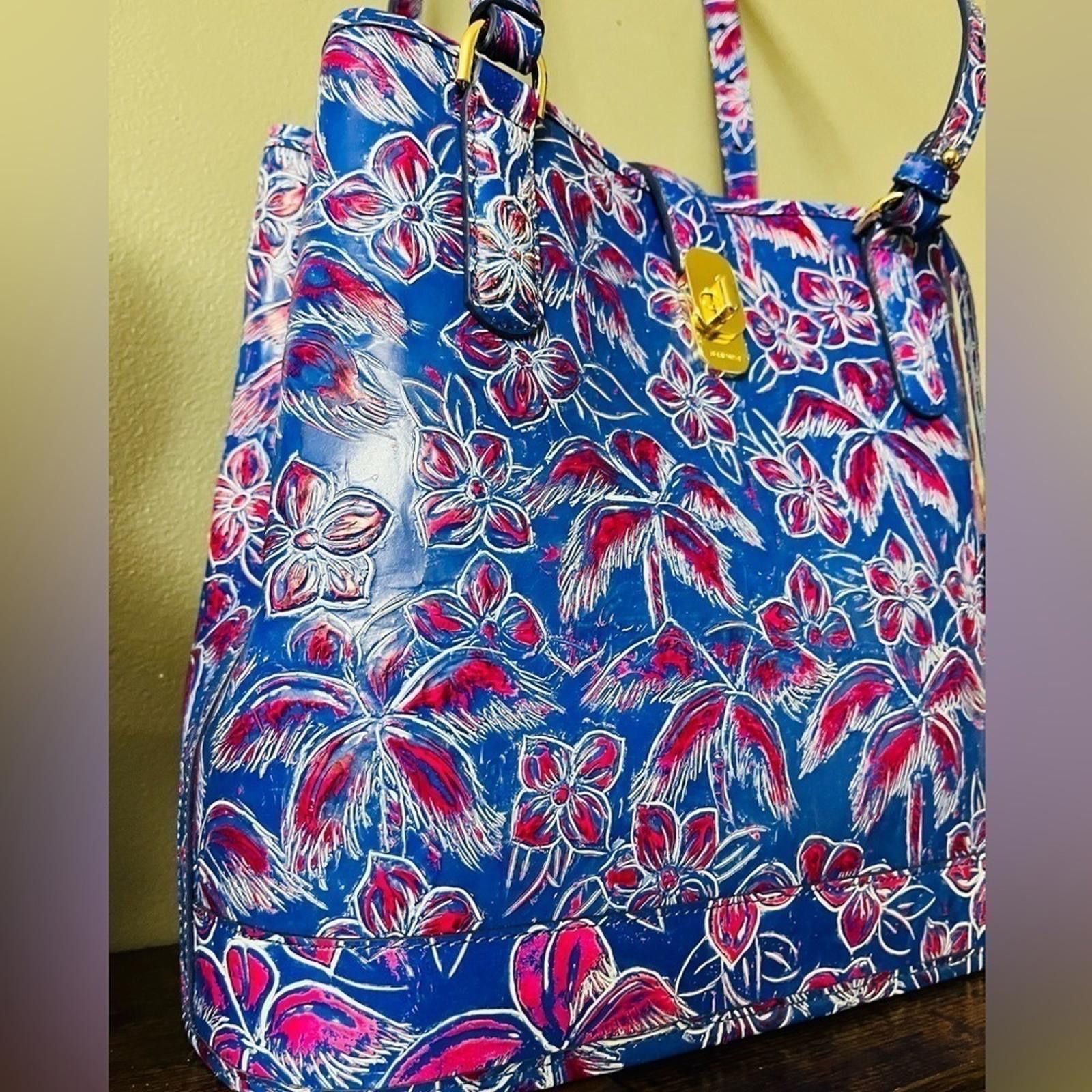 BRAHMIN Brahmin Giora Vista Blue Torrone Floral Shoulder Bag NWT Size ONE SIZE - 4 Thumbnail