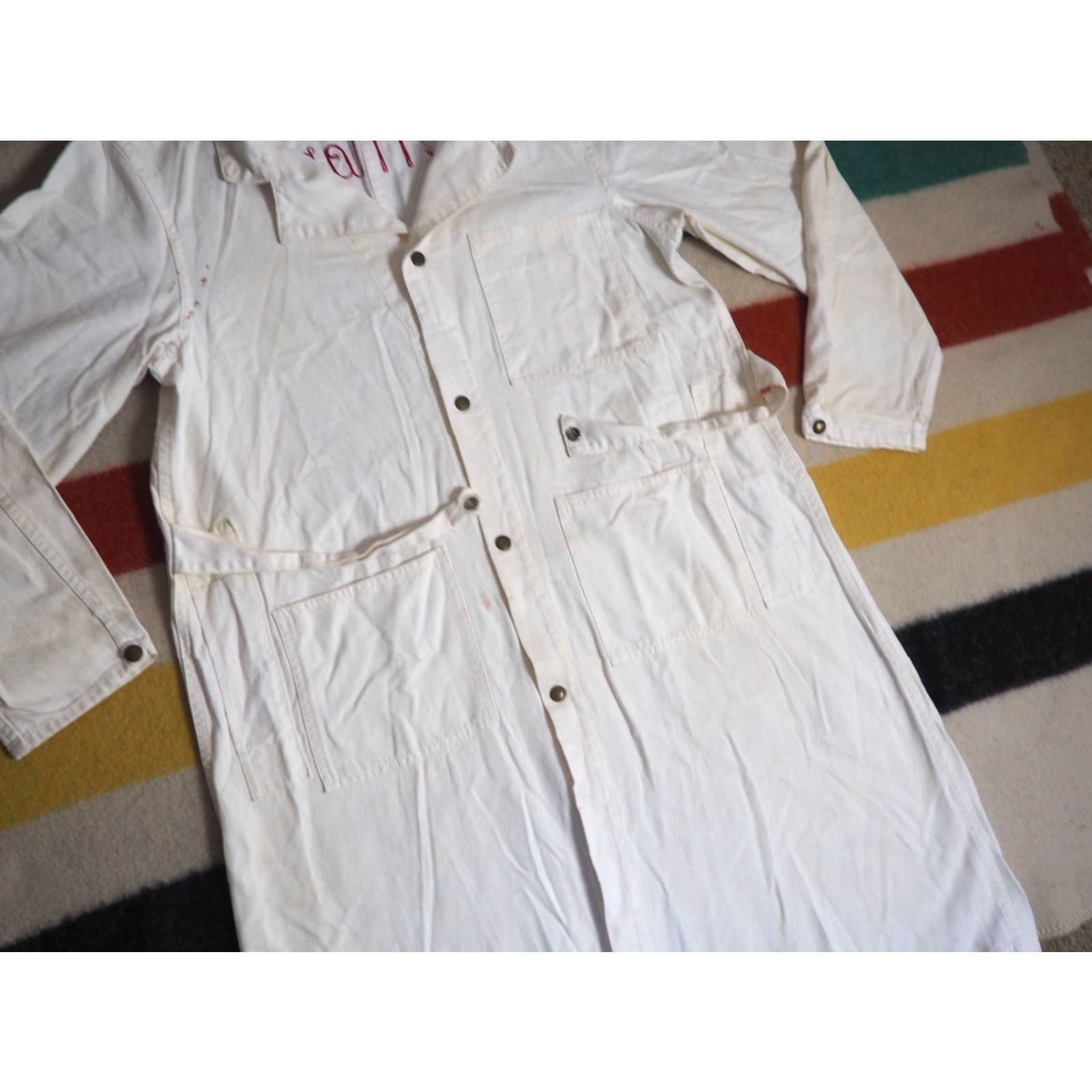 Vintage VTG Standard Seattle White Canvas Chore Coat L Mens Seminar Snaps Chainstitch Jacket Size US L / EU 52-54 / 3 - 7 Thumbnail