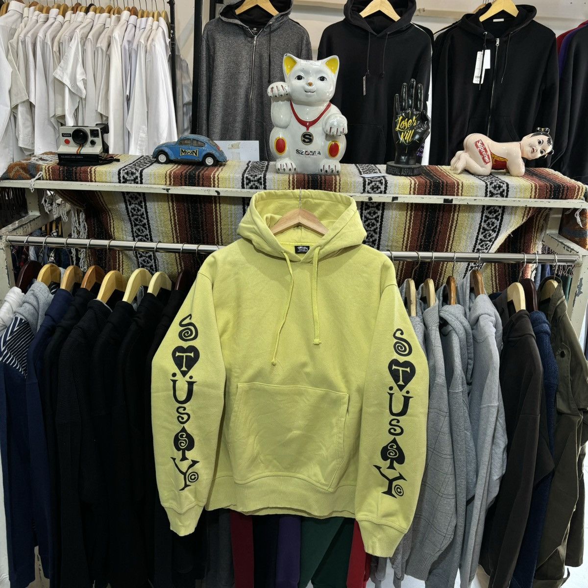 Vintage Stussy Heats & Spades yellow impact