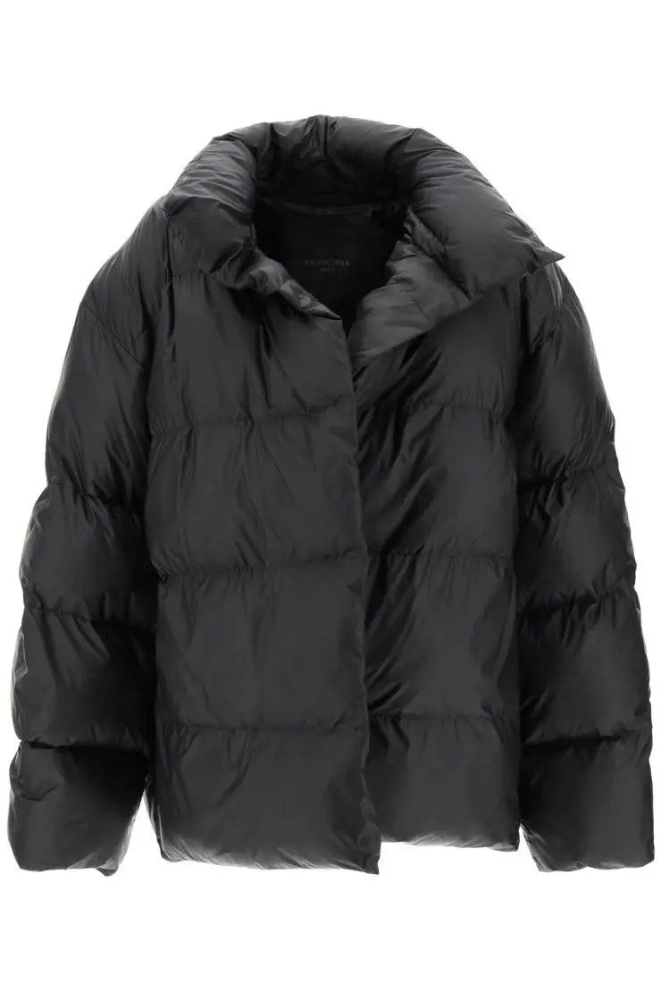 image of Balenciaga O1S22I1N0424 Coated Nylon Jacket In Black, Women's (Size XS)