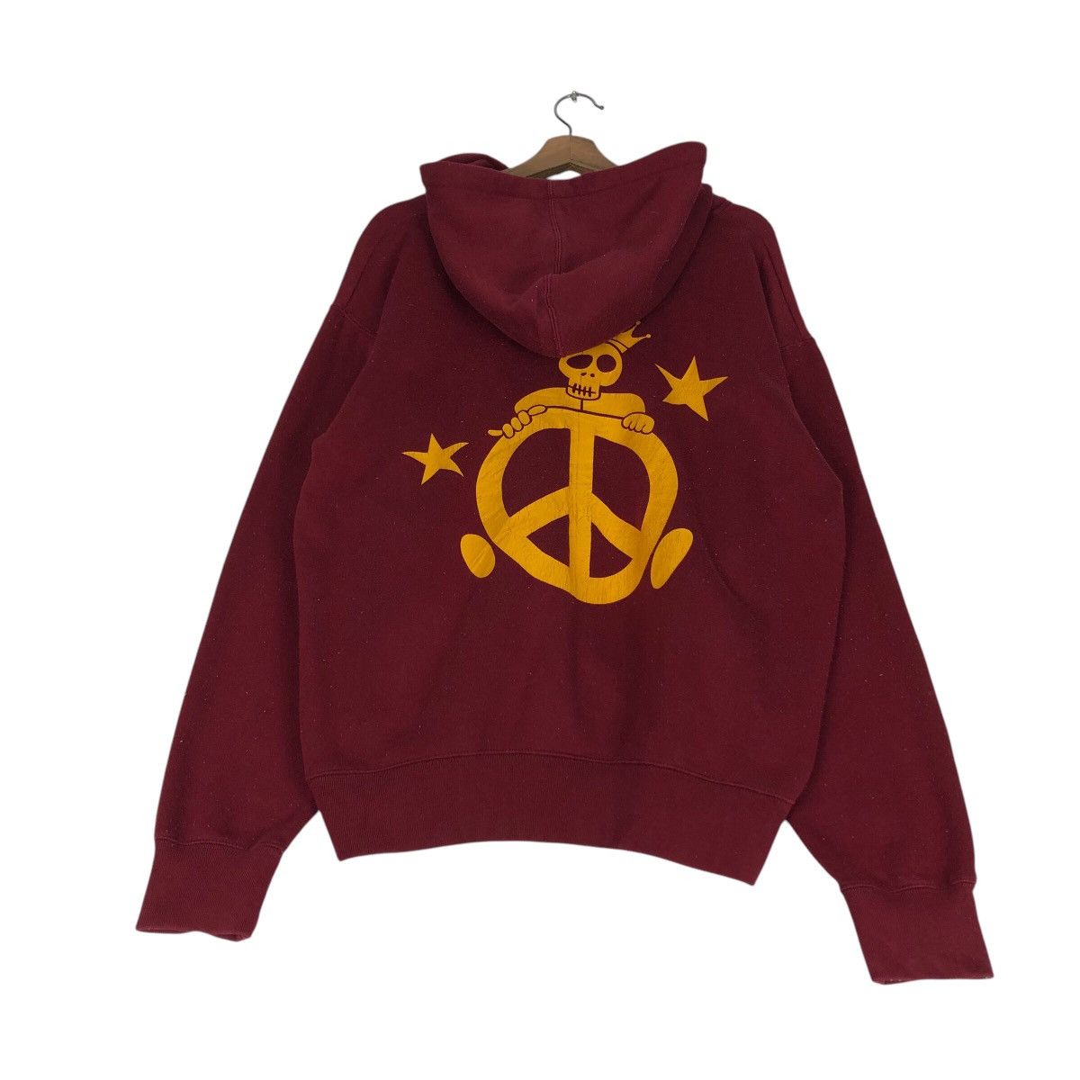 Japanese Brand Vintage Peace Skull Crown Hoodie Maroon Street Punk Graphic Size US L / EU 52-54 / 3 - 12 Thumbnail