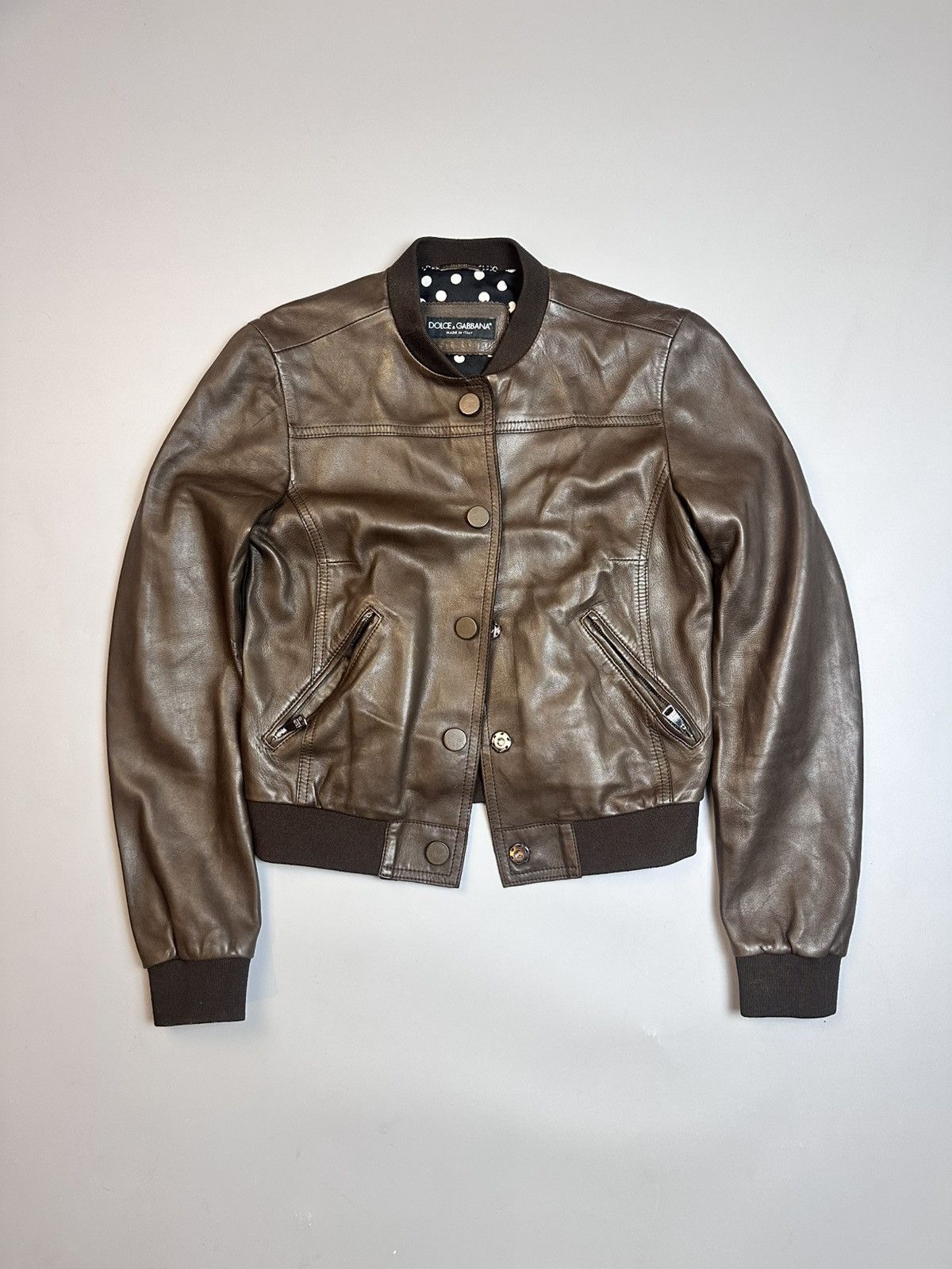 Dolce & Gabbana Dolce&Gabbana Lamb Skin Brown Bomber Jaket Size S / US 4 / IT 40 - 1 Thumbnail