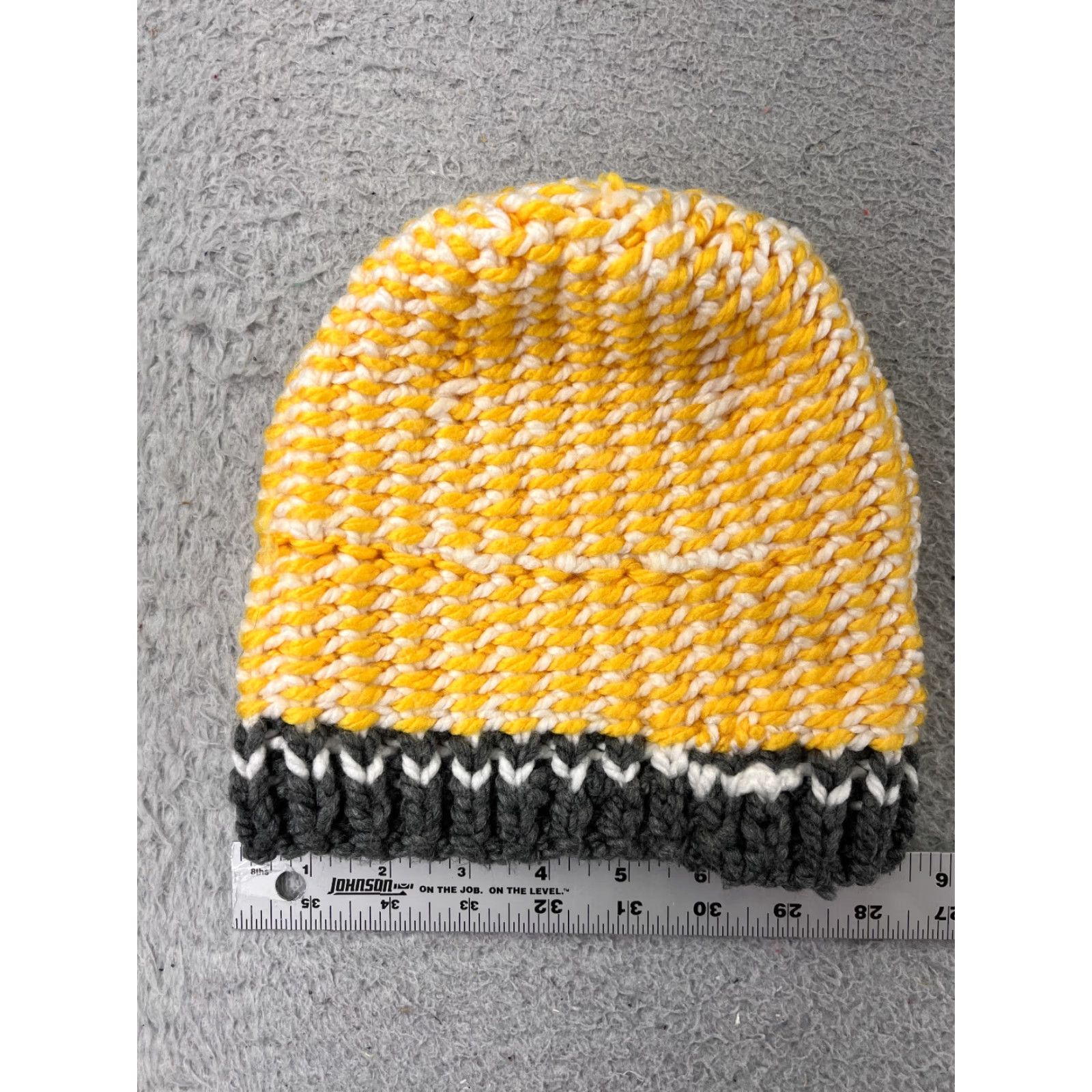Vintage Handmade Beanie Toque Womens One Size Orange Gray Stripe Knit Acrylic Outdoors Size ONE SIZE - 4 Thumbnail