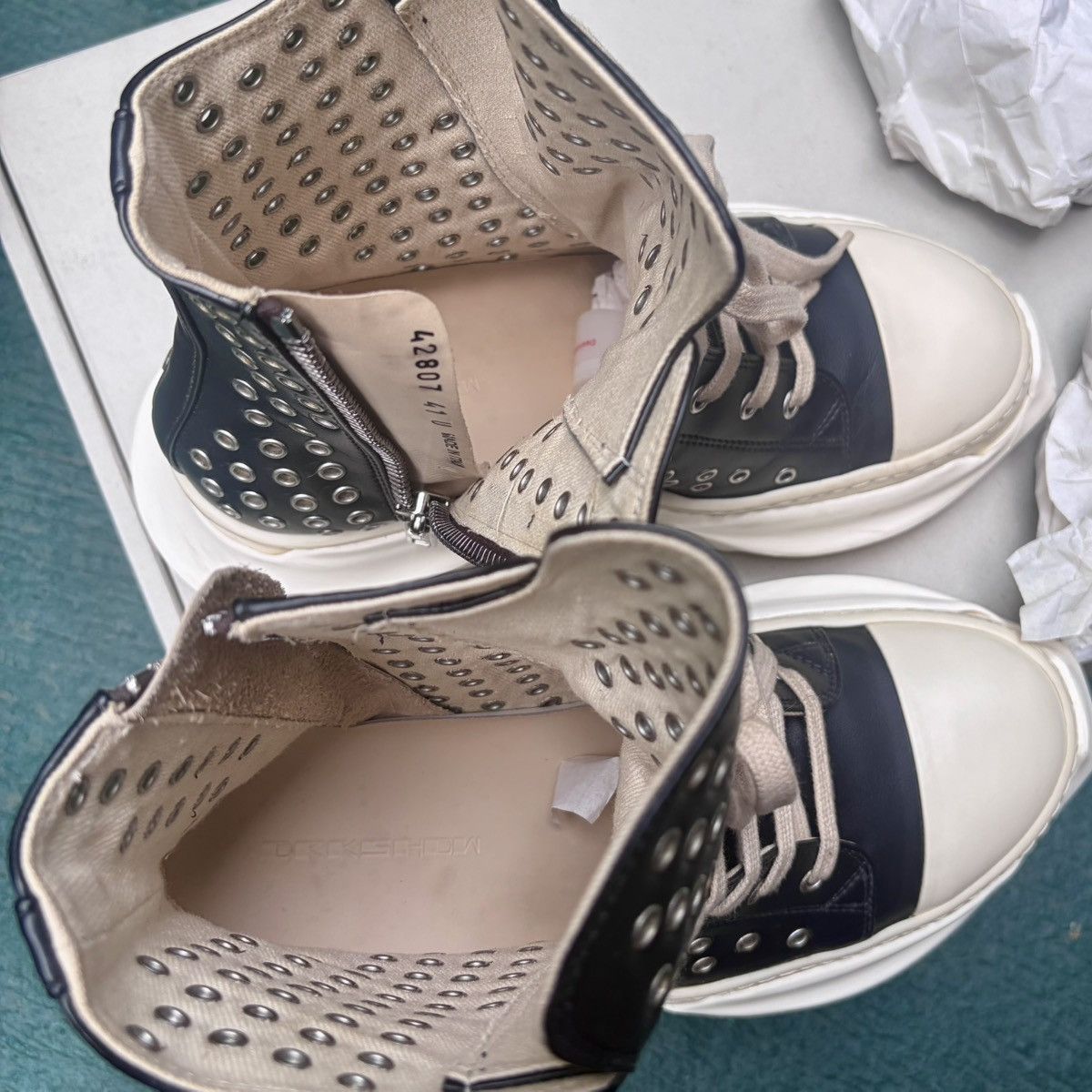 Rick Owens Drkshdw Rick Owens DRKSHDW Abstract Gimp Eyelets Ramones High Size US 8 / EU 41 - 10 Thumbnail