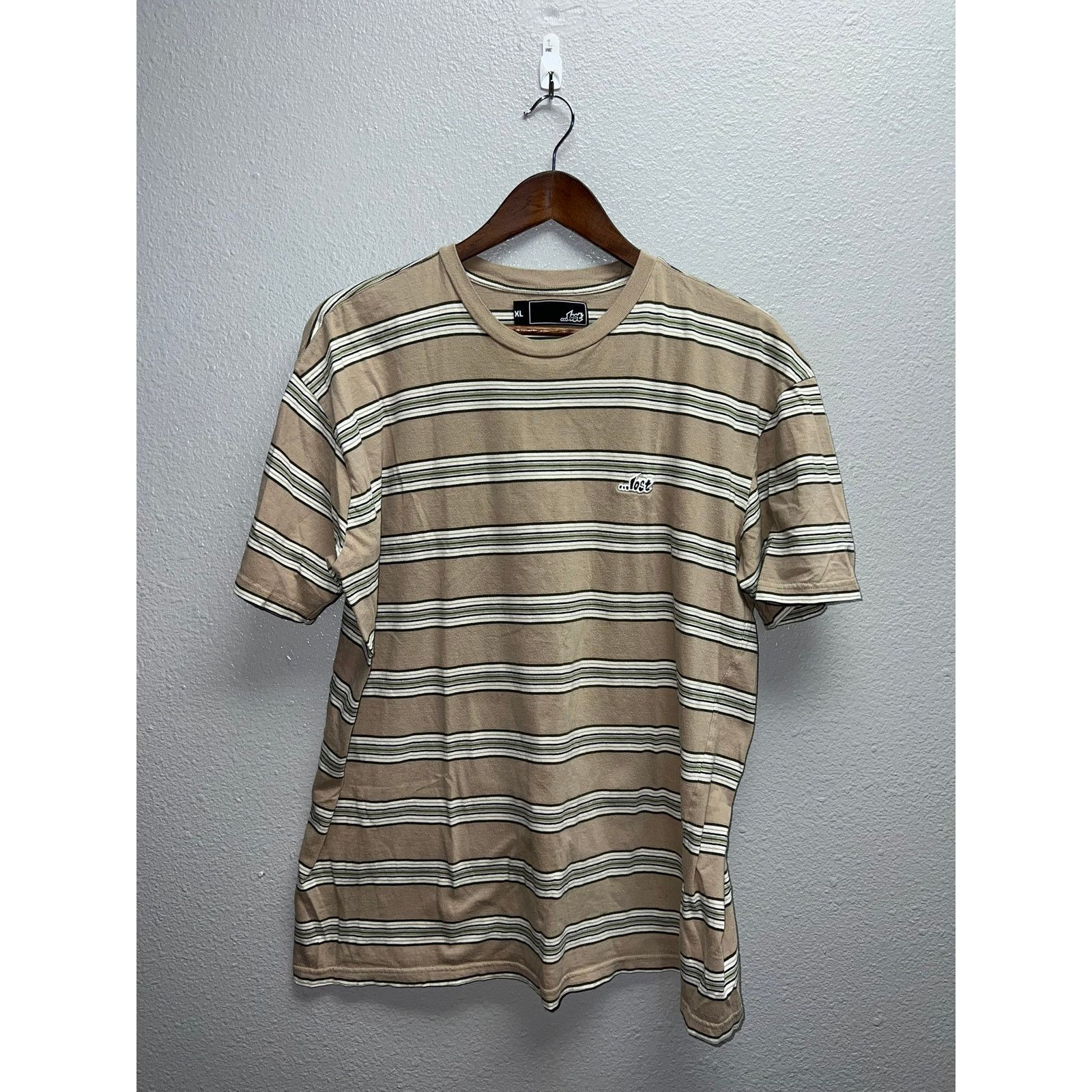 Lost Enterprises Lost Skate Shirt Striped Brown Green Skating Skateboard Tee Size US XL / EU 56 / 4 - 1 Thumbnail