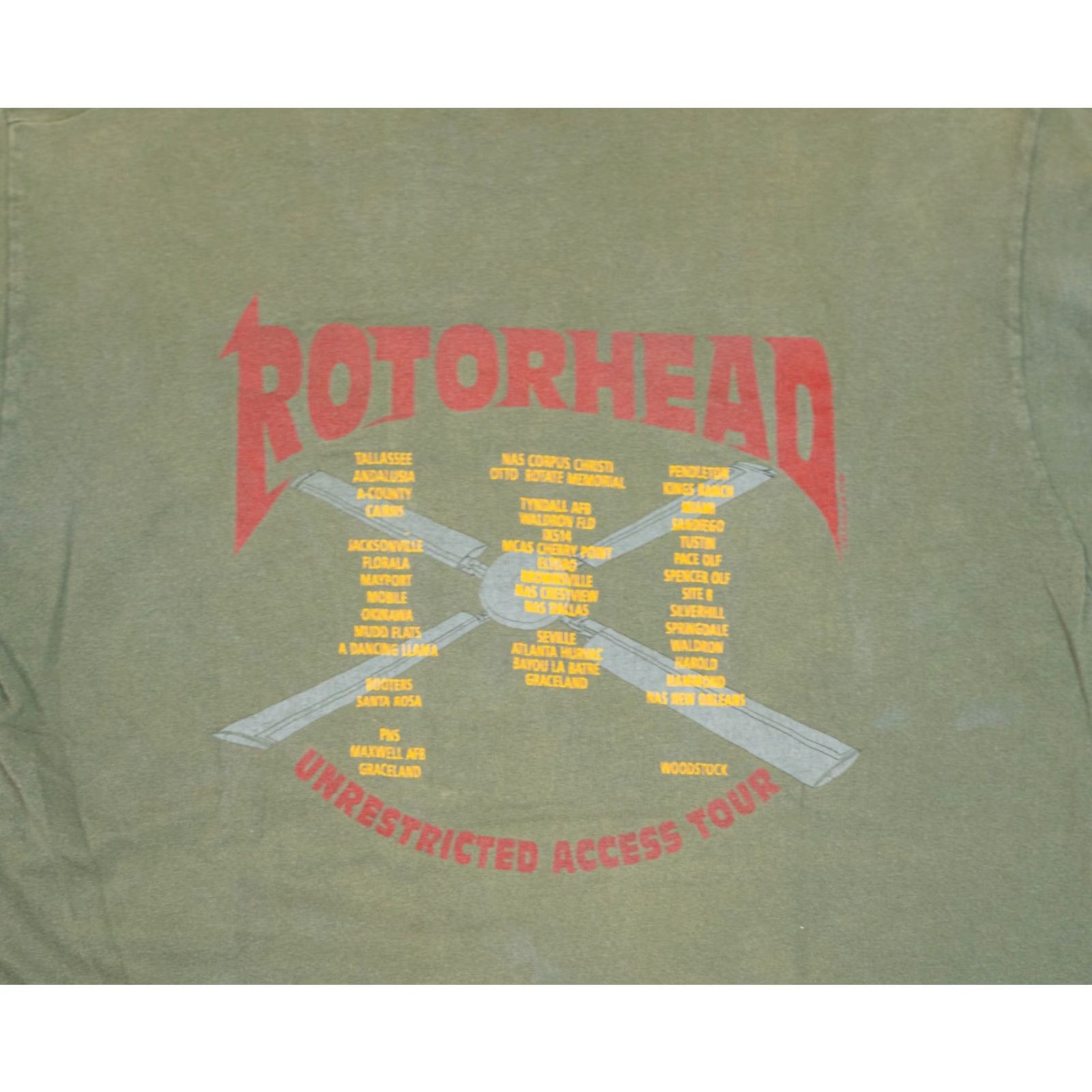 Fruit Of The Loom VINTAGE Rotorhead Tour T-Shirt Men XL Green Faded Single Stitch Woodstock Nike? Size US XL / EU 56 / 4 - 4 Thumbnail