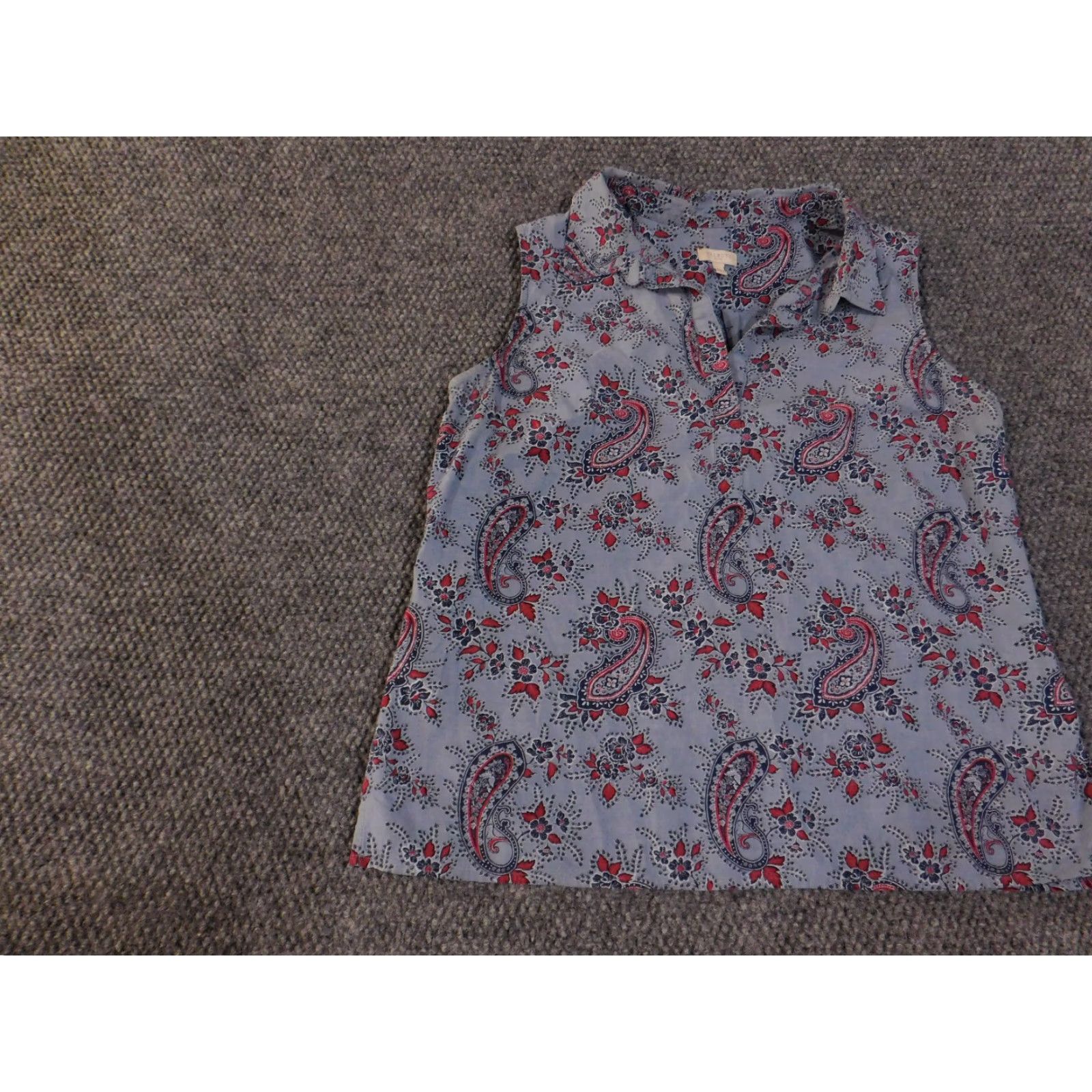 Talbots Talbots Blouse Shirt Womens Petite PM Sleeveless Button Front Multicolor Paisley Cotton Regular Pocket Size M / US 6-8 / IT 42-44 - 3 Thumbnail