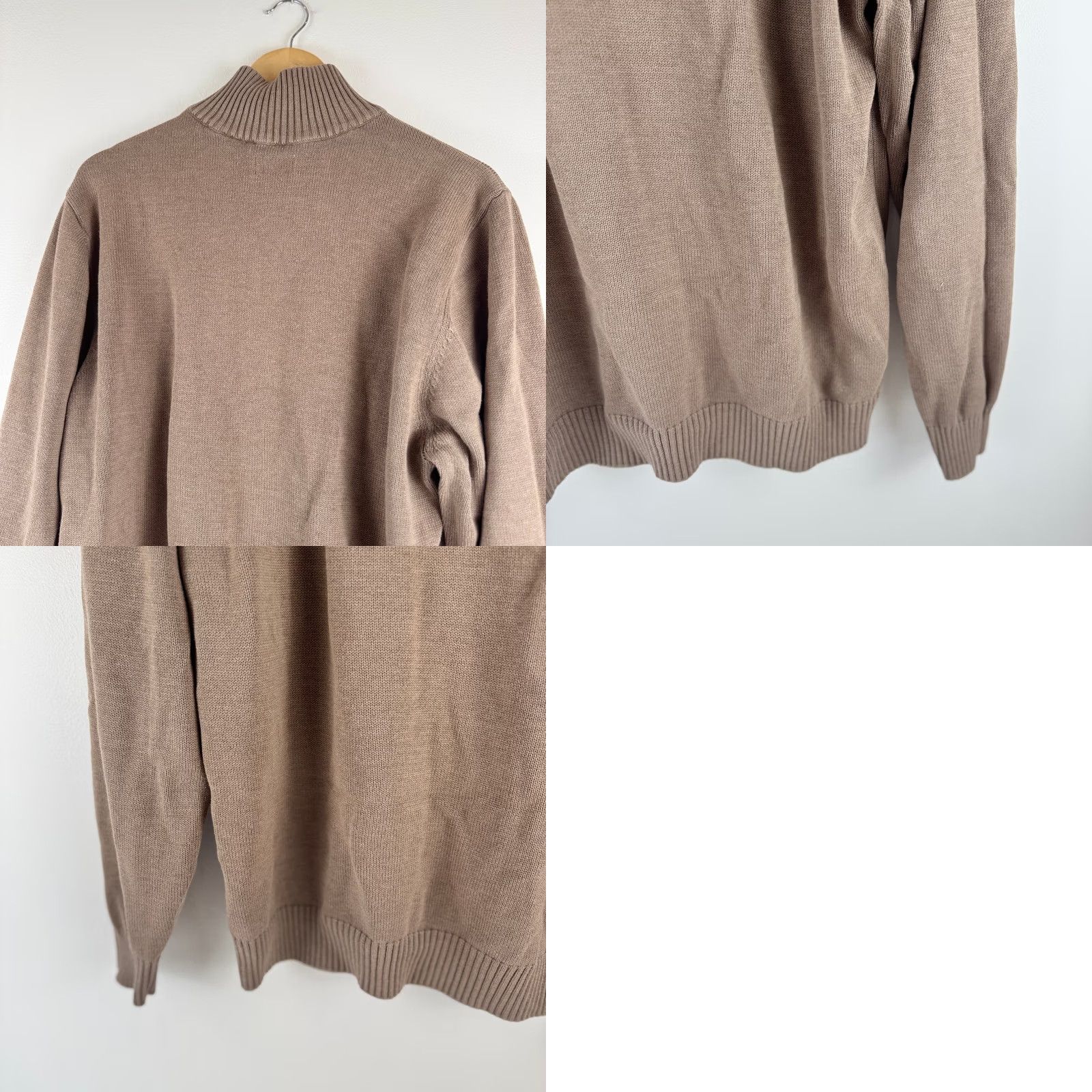 Haggar Haggar Mens XL Taupe Brown 1/4 Zip Cotton Blend Pullover Sweater HGHF7S6005 Size US XL / EU 56 / 4 - 9 Thumbnail