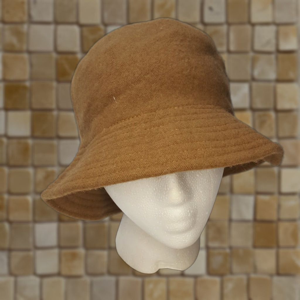FELT VINTAGE HaT Bucket Hat Women M Wool Felt Brown 80s Winter Winter Hat Snow Fashion Retro Casual Womens Size ONE SIZE - 1 Thumbnail