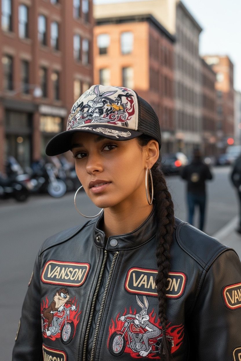 Vanson Leathers 🔥VERY RARE🔥VANSON x LOONEY TUNES Embroidery Trucker Hat Size ONE SIZE - 1 Thumbnail